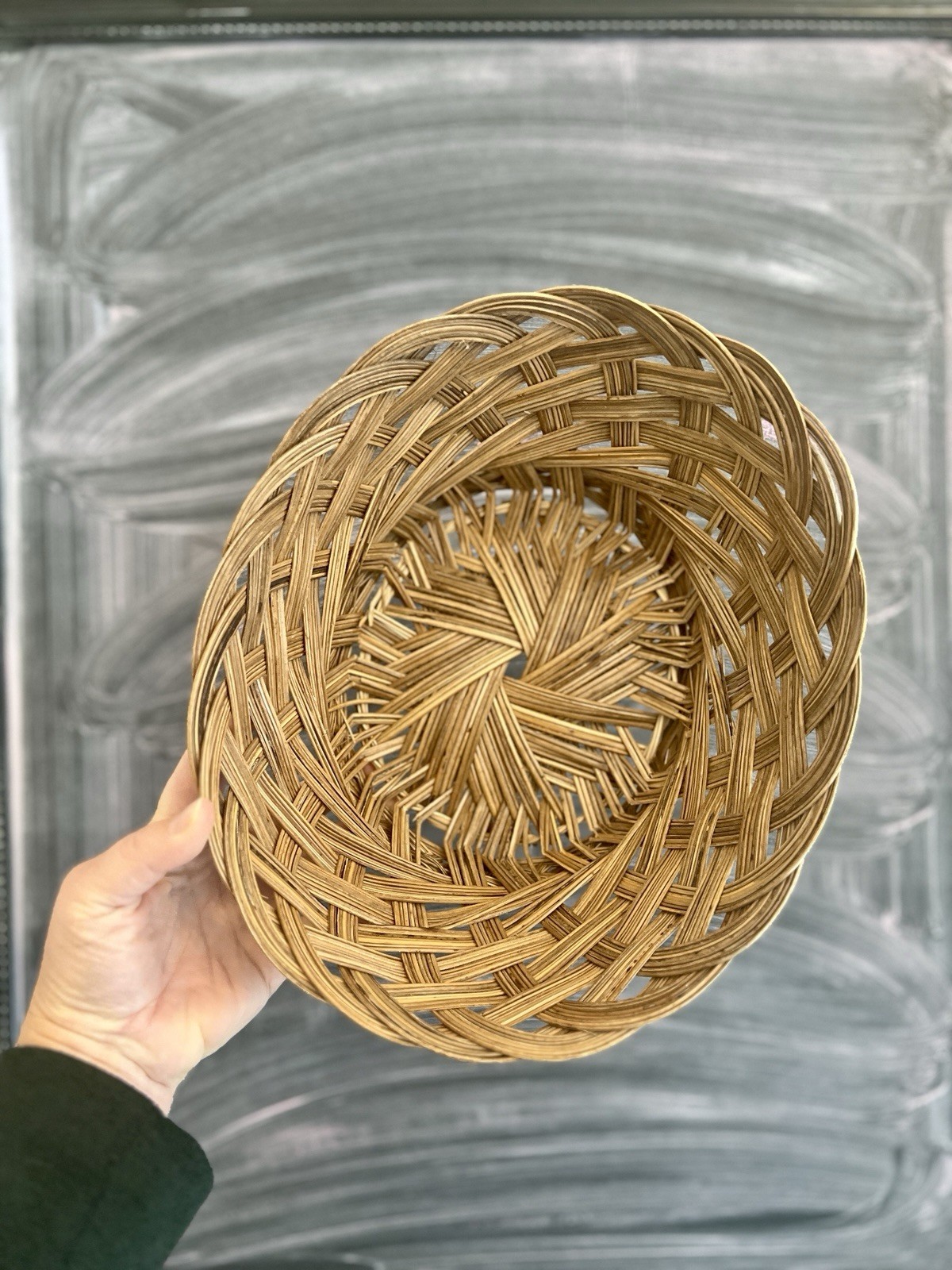 Vintage Oval Braided Wicker Fruit Basket