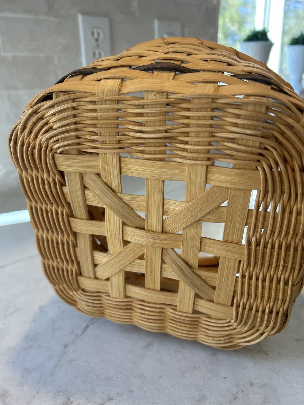 Handmade Artist Signed Woven Basket 8”-9” Square