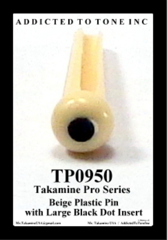 Takamine Pro Series Bridge Pins / TP0950 Beige w/ Large Black Dot Insert