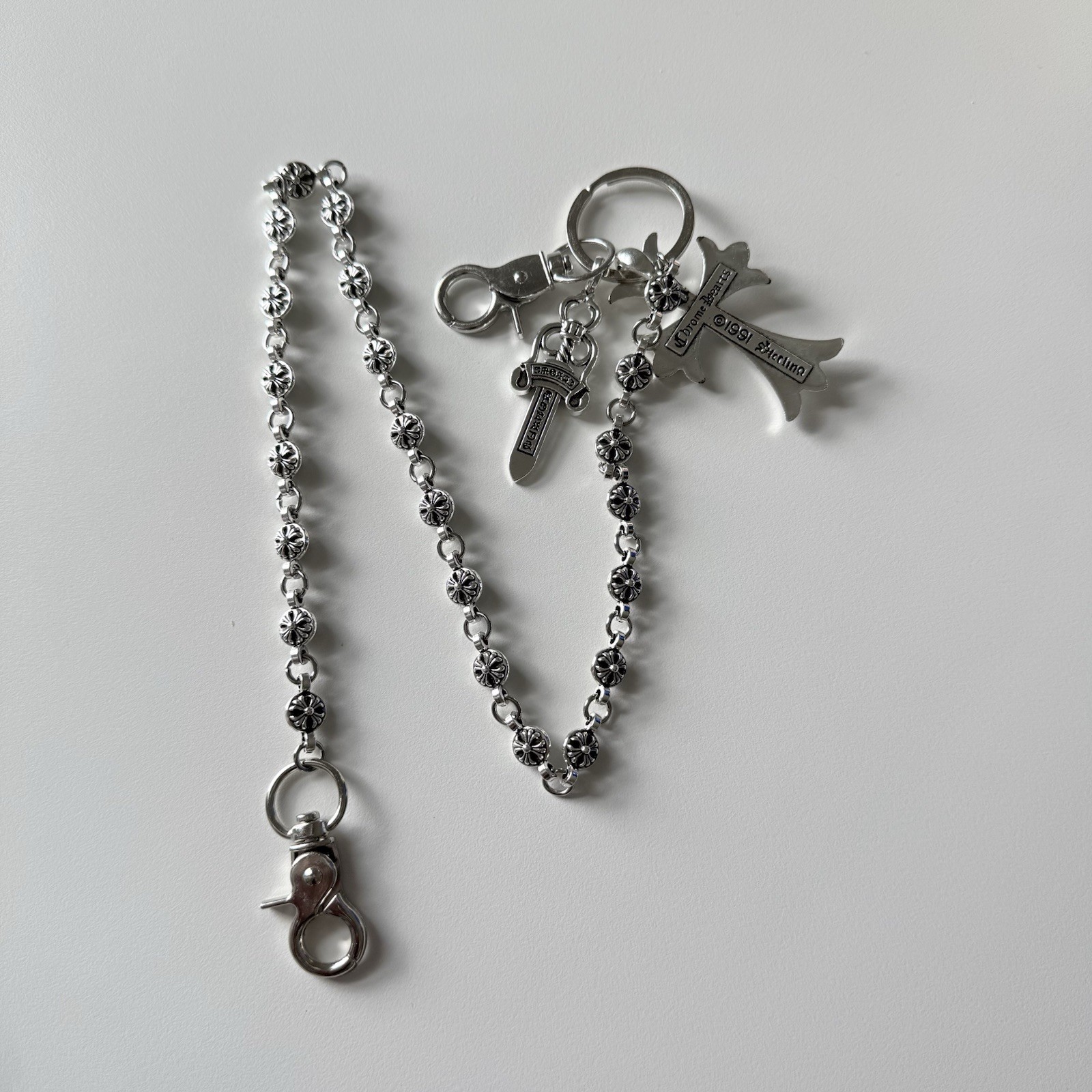 CH Style Chrome Cross Gothic Pants Keychain Chain 55cm