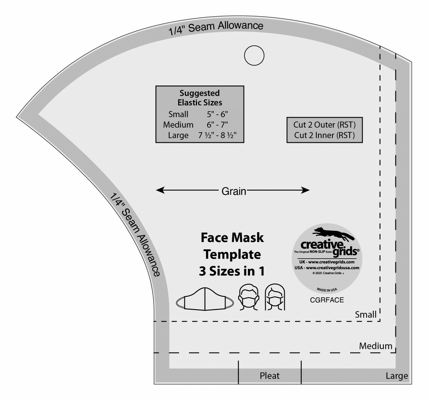 Creative Grids Face Mask Template 3 Sizes in 1  Acrylic Templates CGRFACE