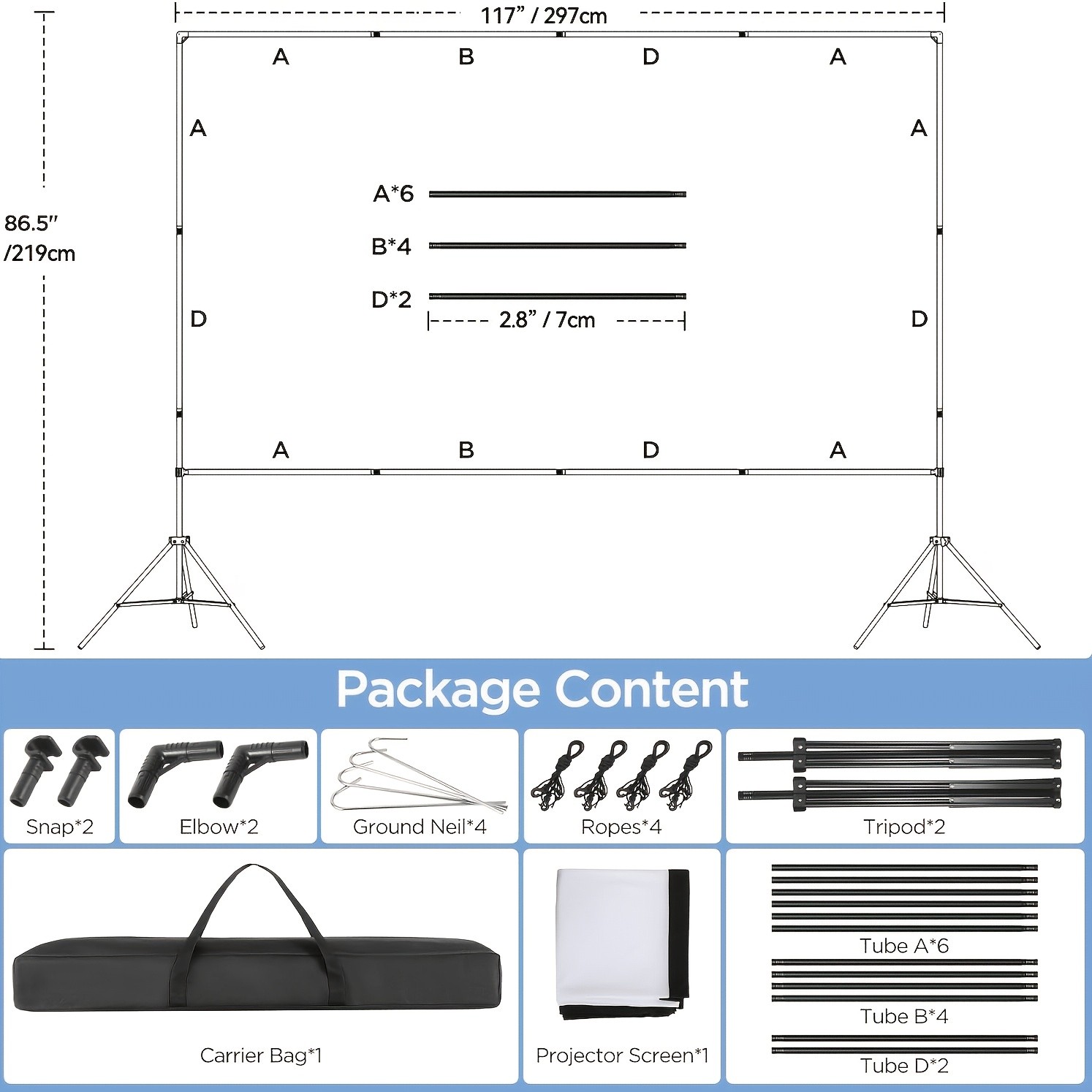 Outdoor Projector Screen with Stand SCREENMAX 120 inch Foldable Projector Screen