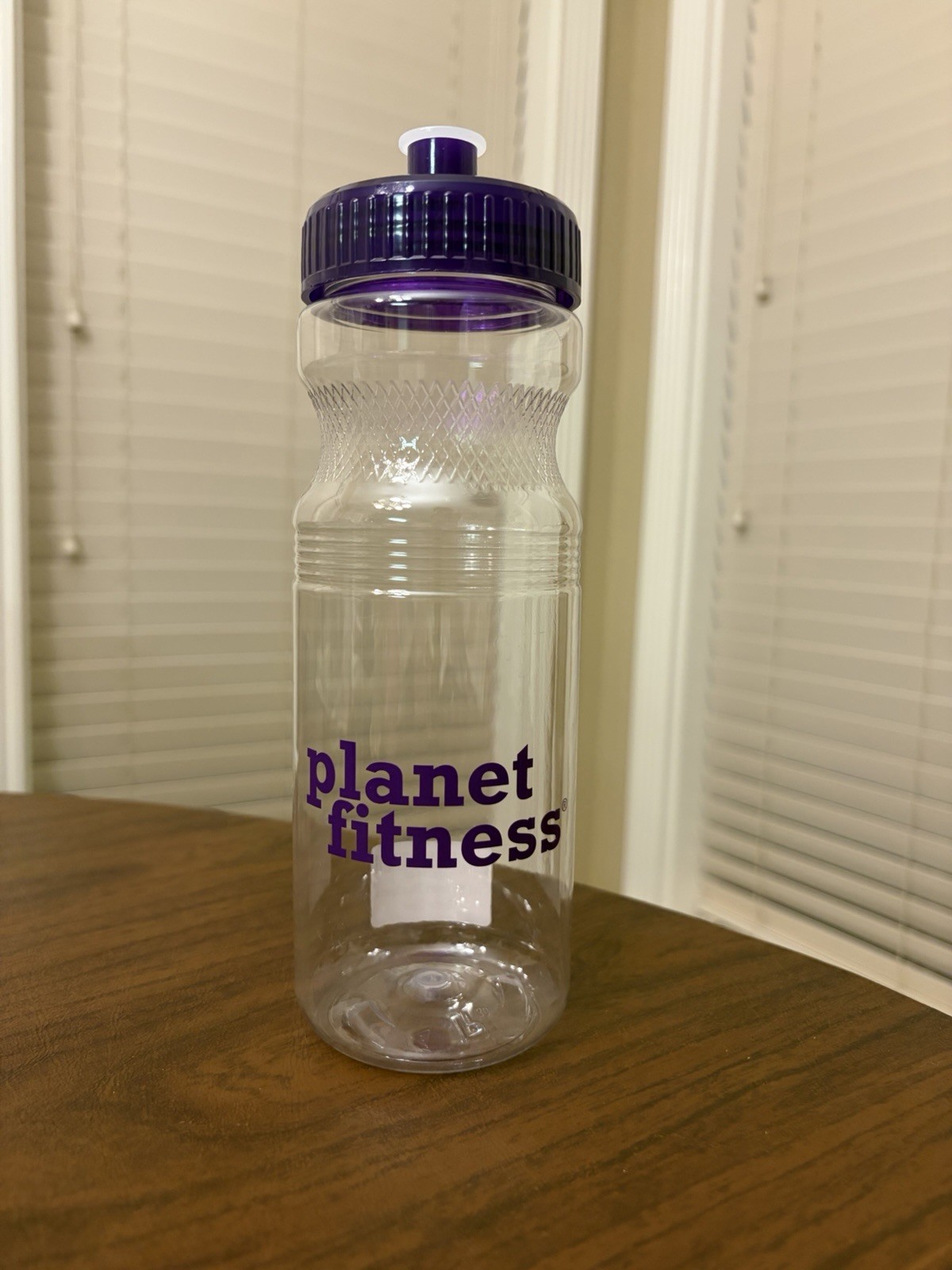 Planet Fitness Water Bottle Purple Clear Sport Gym Drink Hydration Plastic 24oz