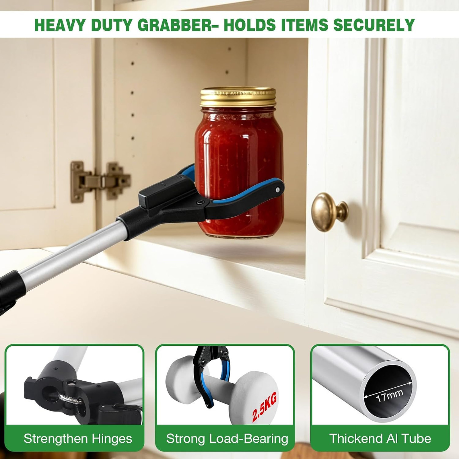 2-Pack Grabber Reacher Tool, 44 Inch Extra Long Foldable Pickup, Light, Heavy