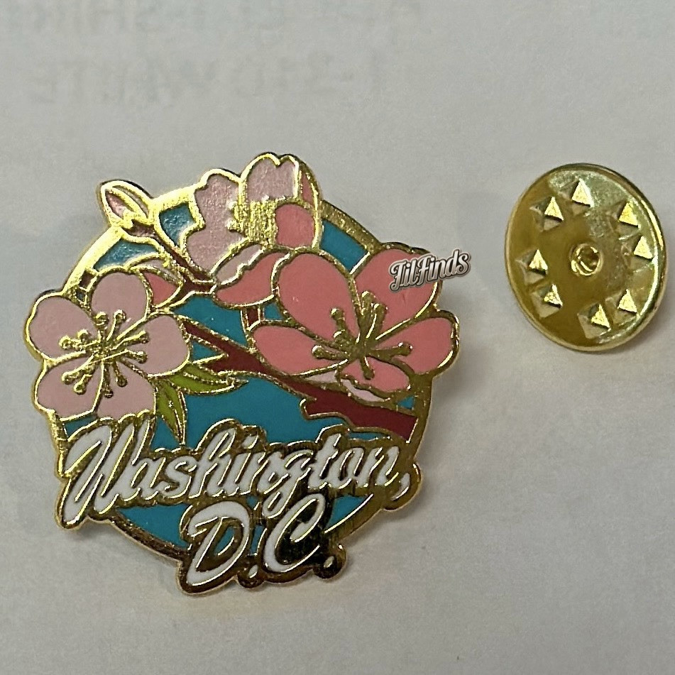 Cherry Blossom Lapel Pin Brooches Washington DC Enamel 1” Metal Pink Flowers