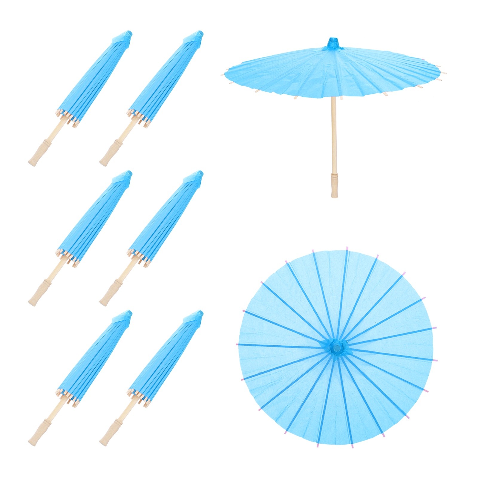6 Pcs Paper Umbrellas ,16" Paper Parasol Umbrella for Craft,Blue