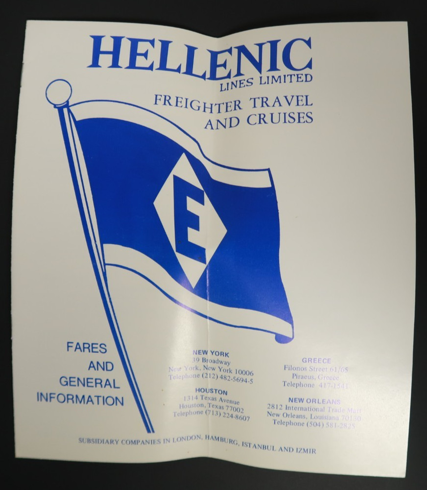 Hellenic Lines Limited Freighter Travel Cruises Travel Souvenir Pamphlet 1978