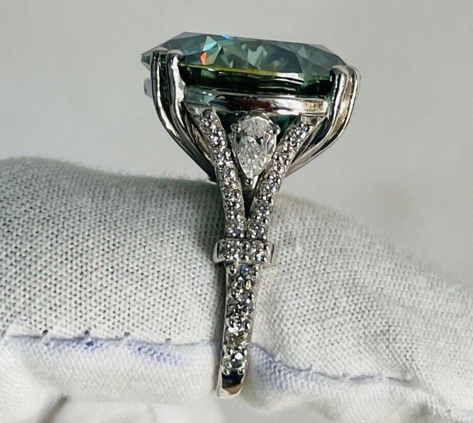 Certified 7.50 Ct Blue Treated Diamond Round Cut Solitaire Ring 925 Silver Ring