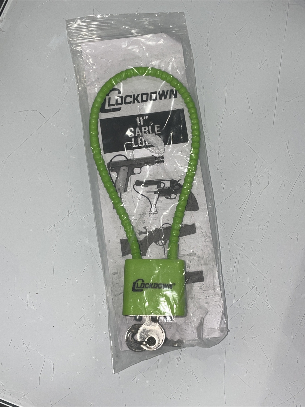 Lockdown 11” 30mm Gun Cable Lock With 2 Keys DOJ Compliant Handgun Rifle Shotgun