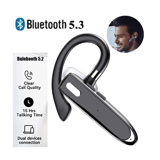 Trucker Wireless Headset Bluetooth 5.3 Earpiece Dual Mic Earbud Noise Cancelling