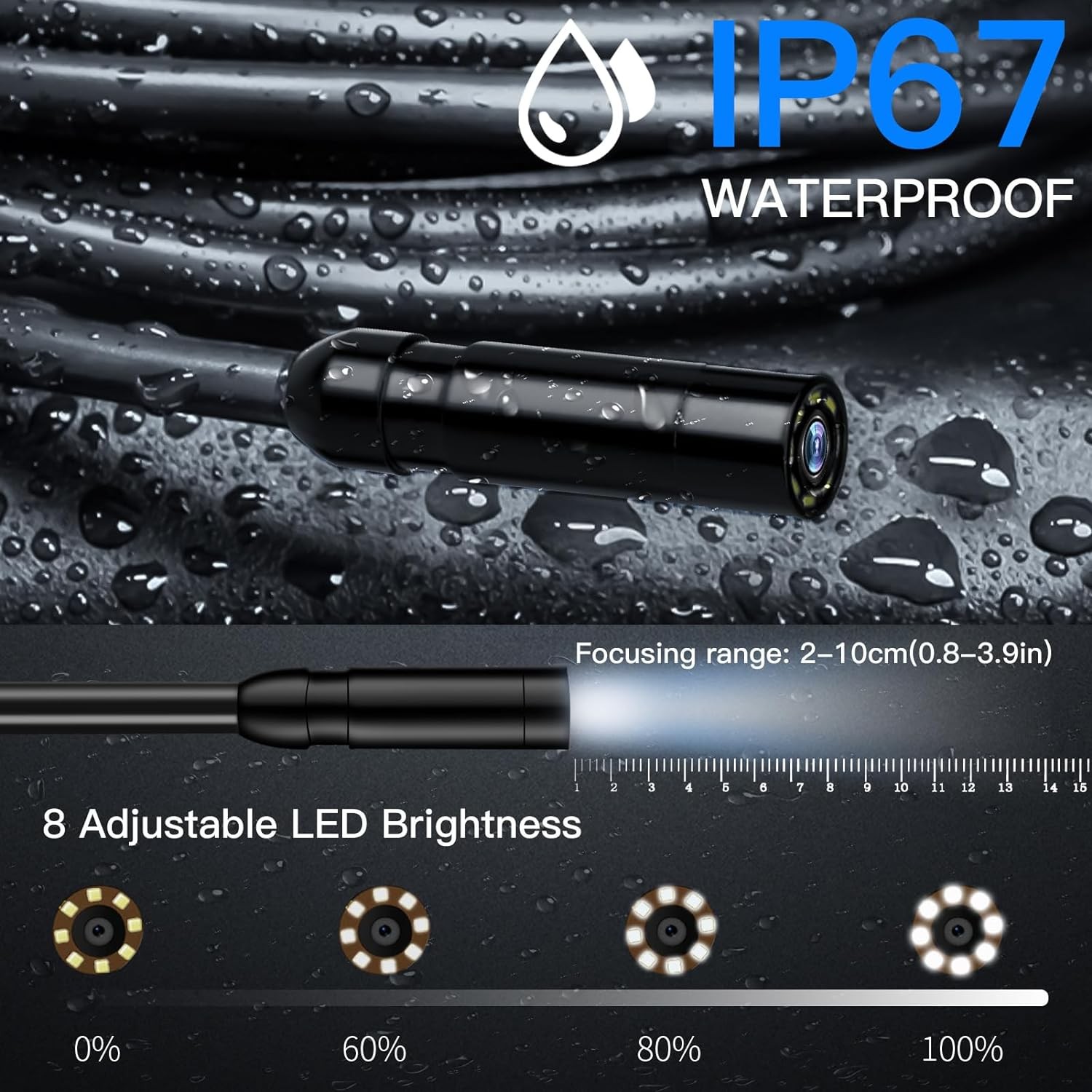 Endoscope Camera with Light - 4.3" LCD Screen Inspection Cameras,IP67 Waterproof