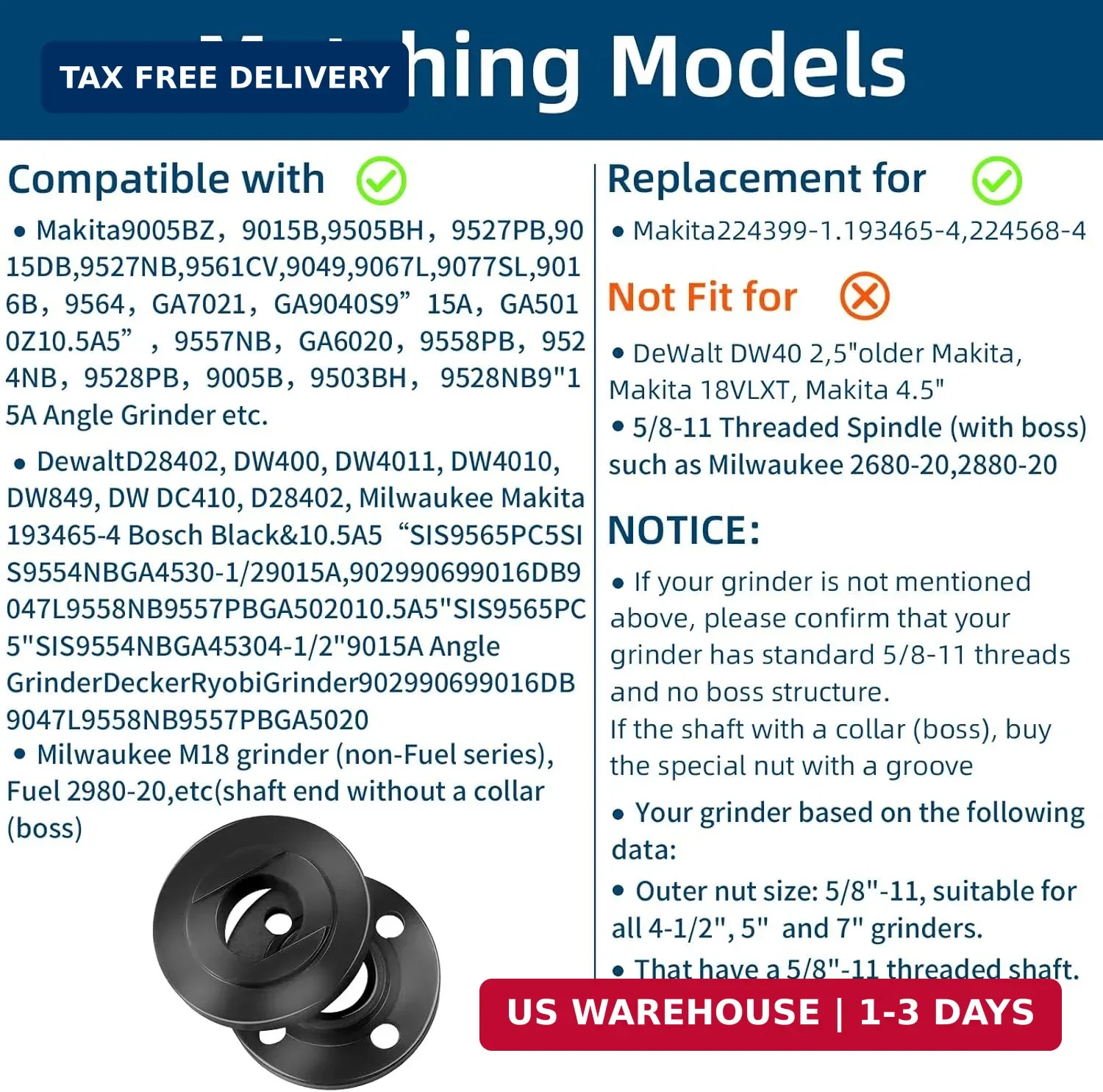 7PCS Angle Grinder Nut & Flange Set - Compatible with Dewalt, Milwaukee, Bosch