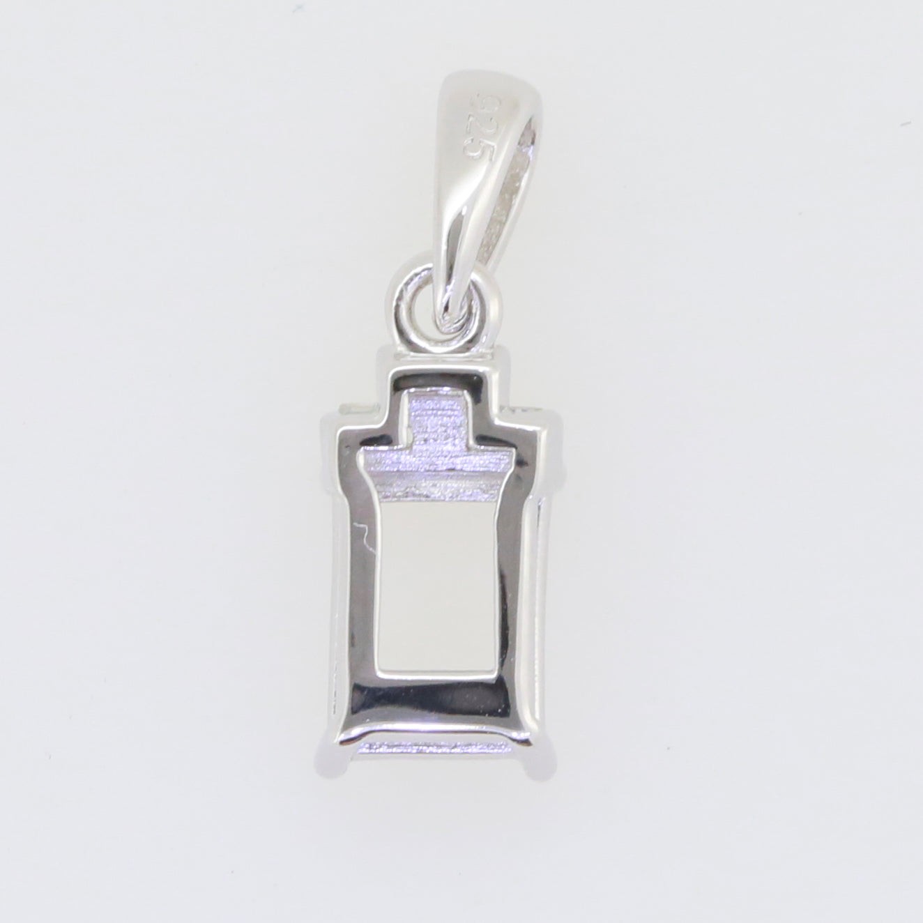 Sterling Silver Semi Mount Pendant Setting Emerald OCT 8X6mm