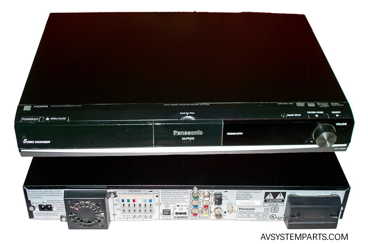 Panasonic SA-PT673=SA-PT670 1000W  5 Disk DVD/CD Home Theater Receiver (ONLY)