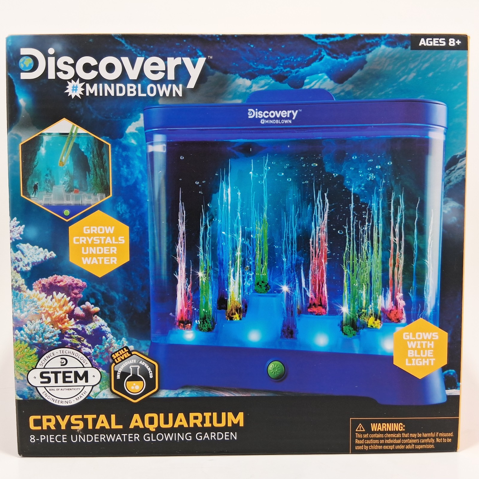 Discovery Channel Mind blown Crystal Aquarium 8 Piece Underwater Garden New Seal