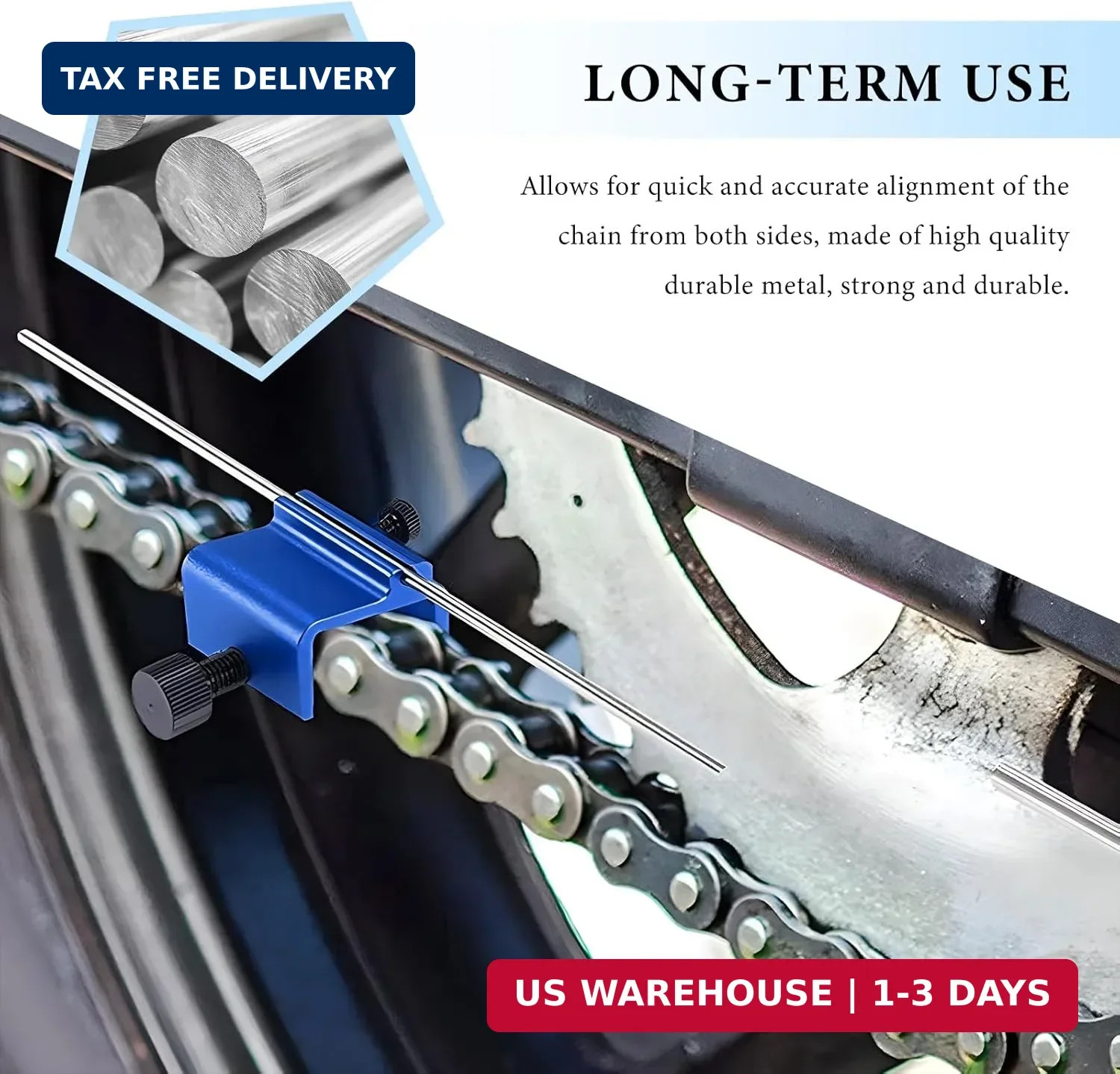 Chain Alignment Tool for Motorcycle, Aluminum Sprocket Chain Adjustment Tool wit