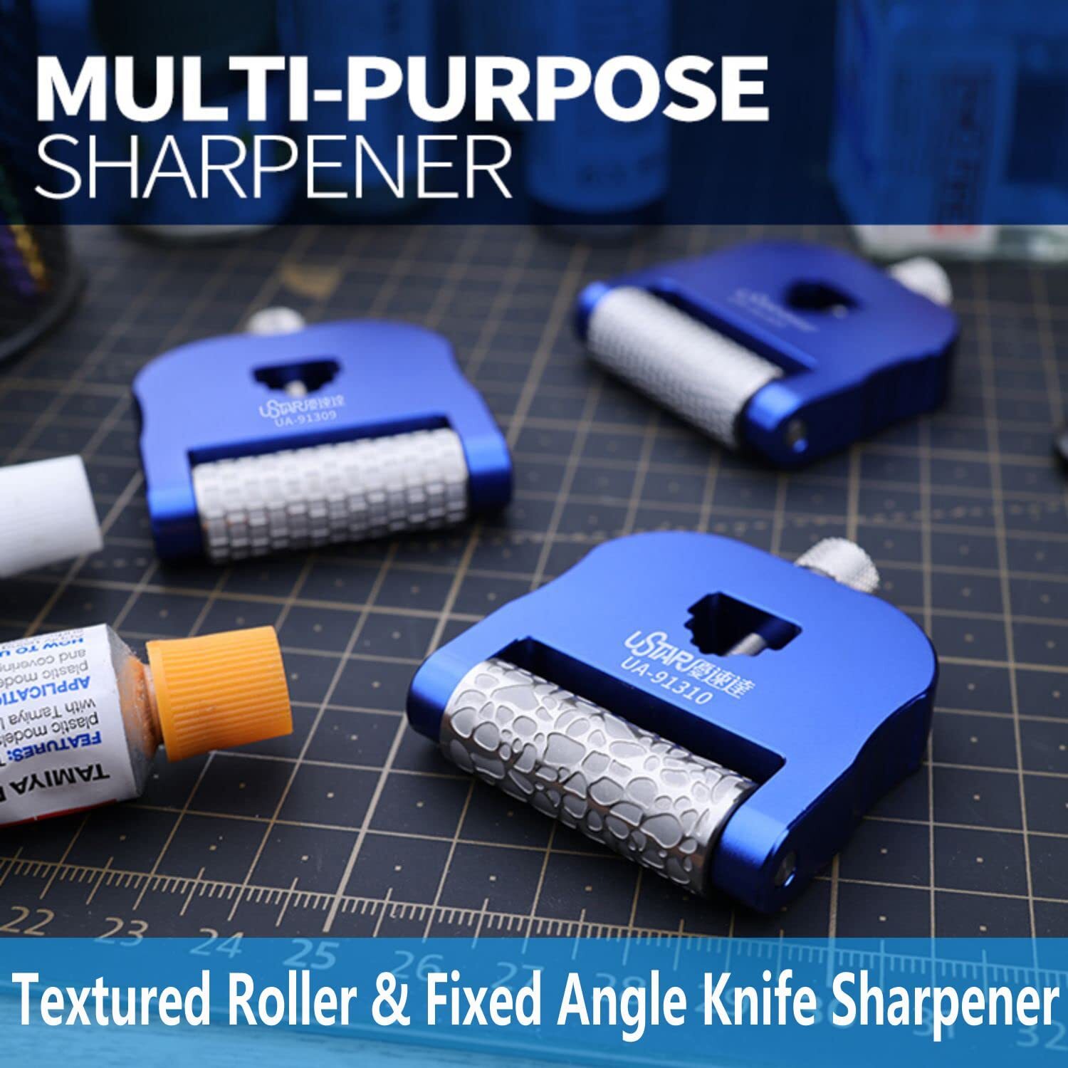 2 in 1 Functional Textured Roller & Angle Knife Sharpener For Miniature Scene