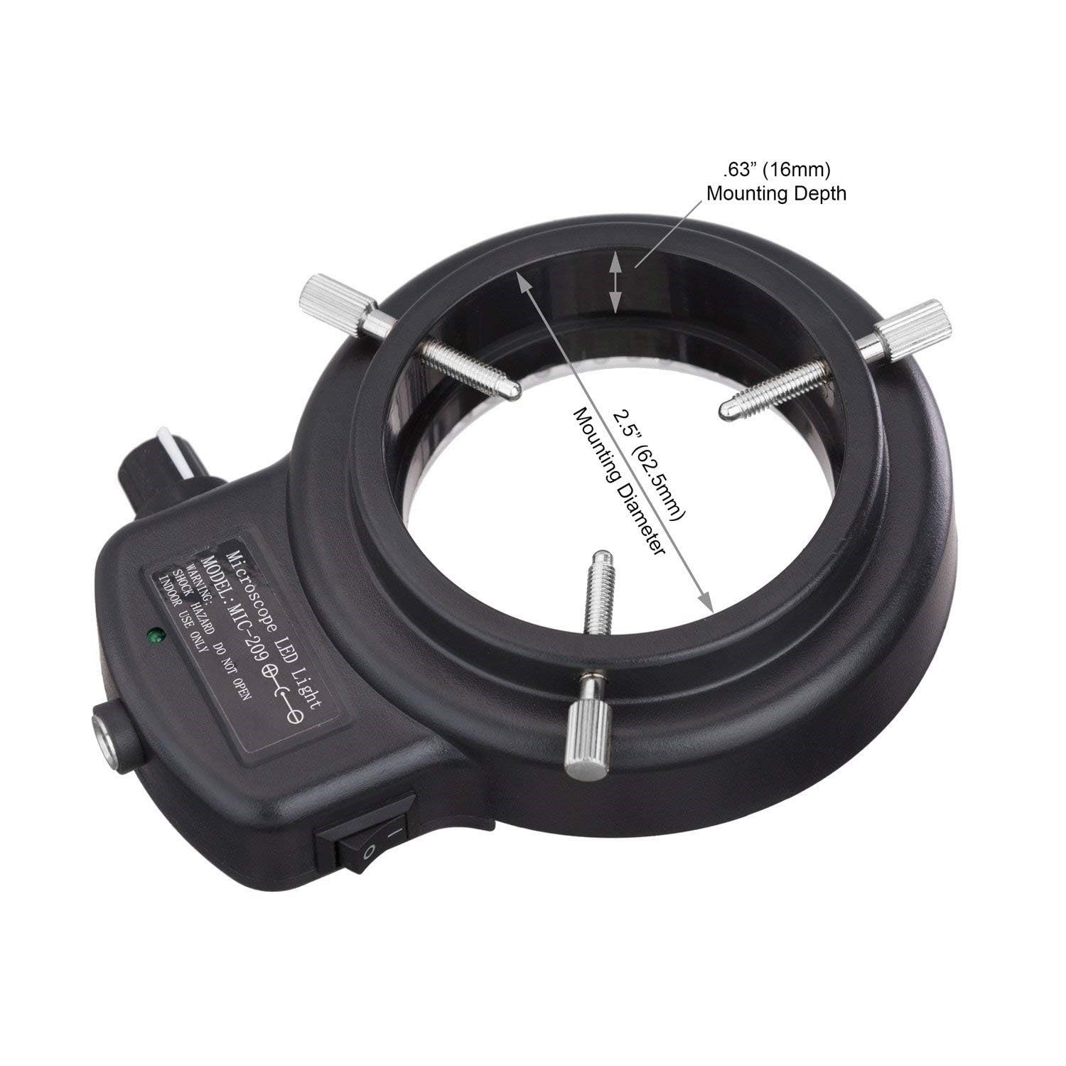 144 LED Intensity-Adjustable Ring Light Stereo Microscope Accessory Lamp Black