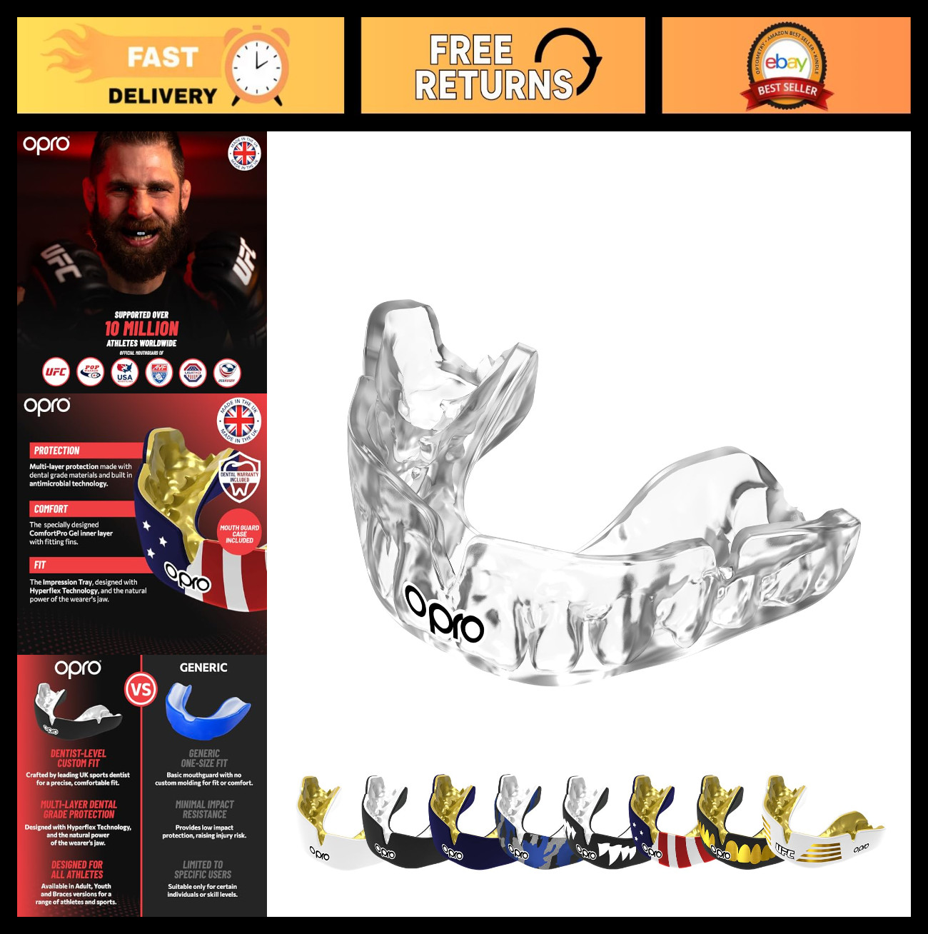 Custom Fit Mouth Guard - Dentist-Grade Comfort & Protection for Sports - Clear A