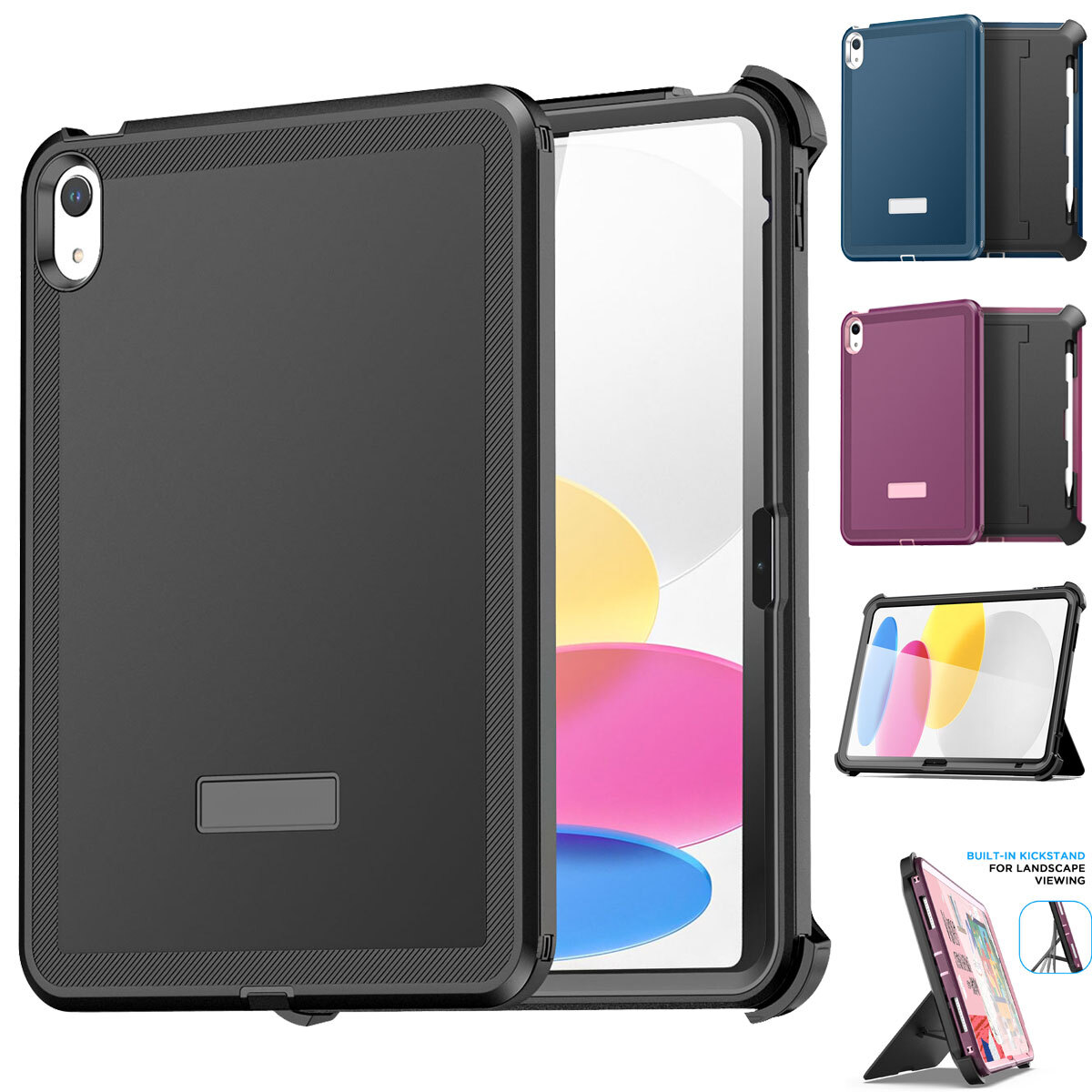 For iPad 10th Gen 10.9 in A16 11" Case Shockproof Heavy Duty Rugged Stand Cover