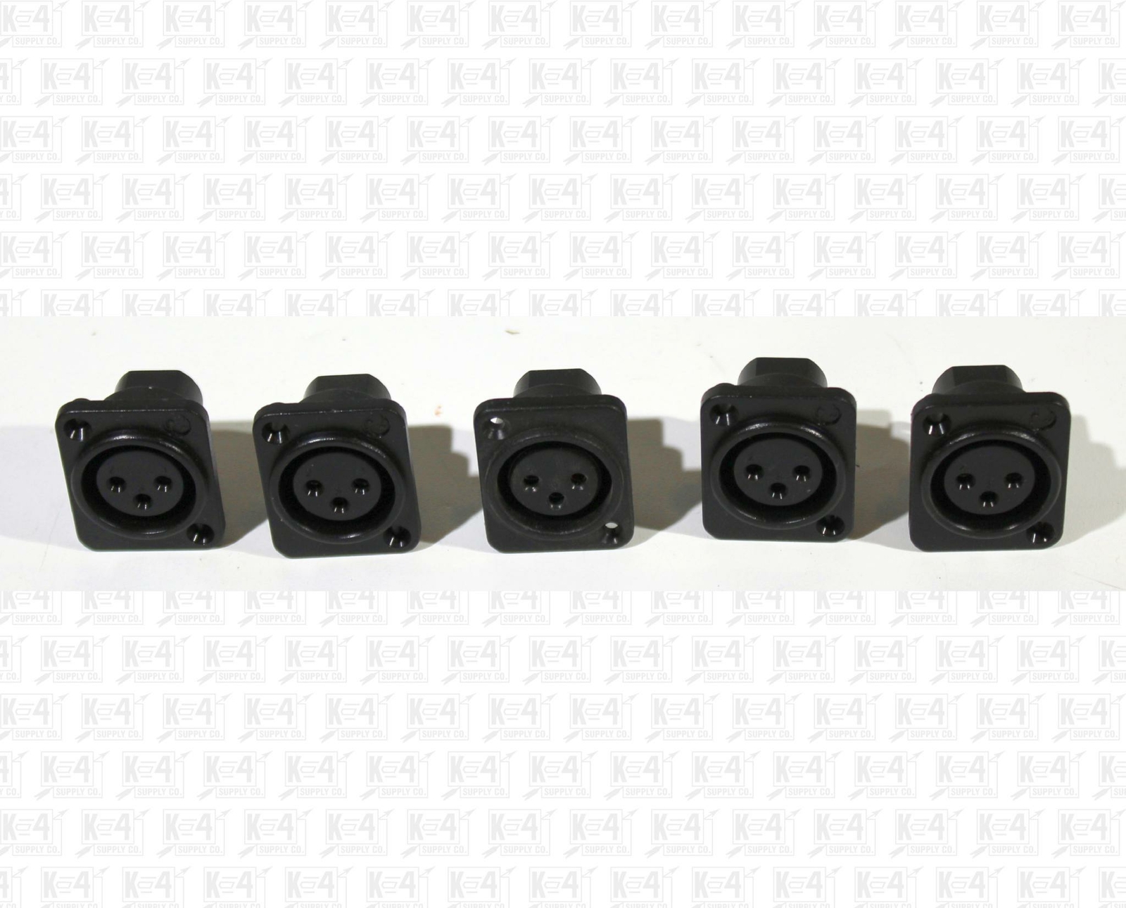 Lot Of 5 Plastic 3 Pin XLR Female Jacks Round PC Pins Upright Horizontal Mount