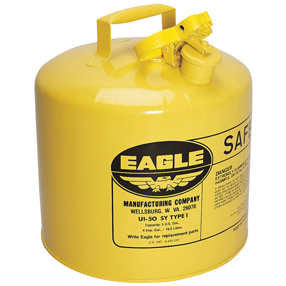 EAGLE UI50SY Type I Safety Can,5 gal,Yellow,13.5In H 4RF74