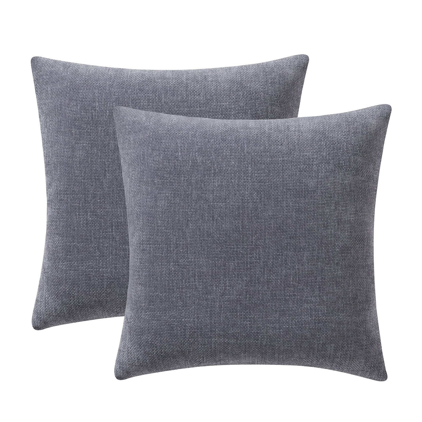 Solid Chenille Decorative Throw Pillow Set, Grey, 18" x 18", 2 Pieces