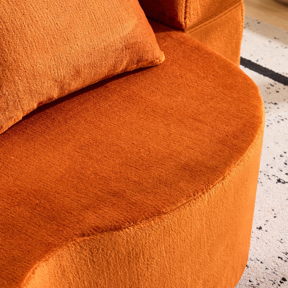 Folding Sofa Bed, Plush Orange Futon Mattress, High Density Foam