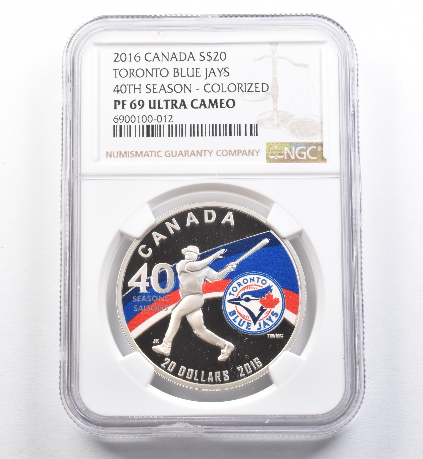 2016 Canada $20 Silver Toronto Blue Jays 40th Season Colorized PF69 NGC *4555