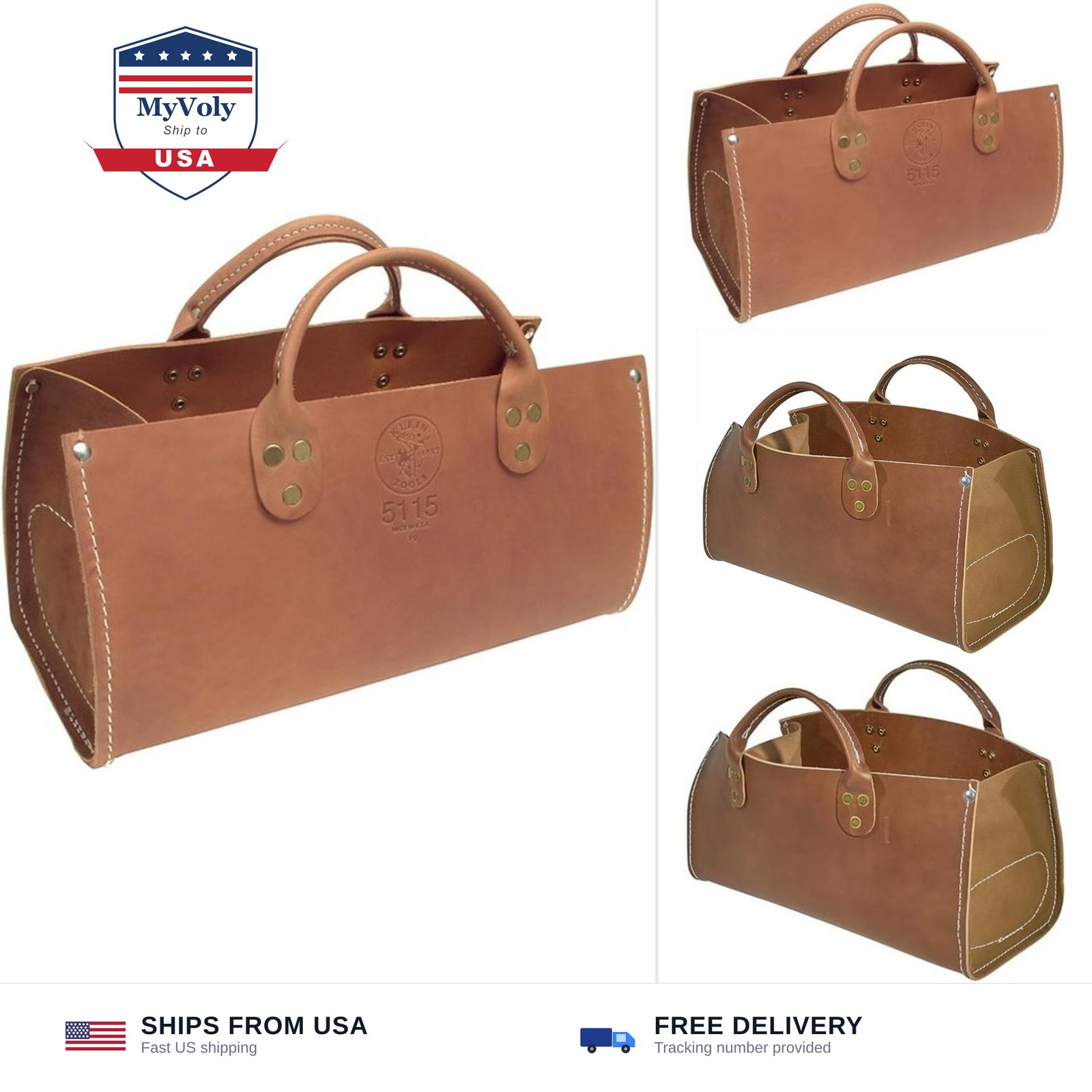 Klein Tools 5115 Tool Bag, Leather Tote for Hand Tools is Extra Heavy Duty Or...