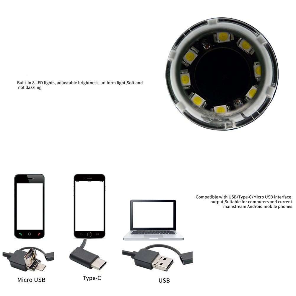 3 in Portable Microscope Inspection Usb Lighted Magnifier Eyeglasses
