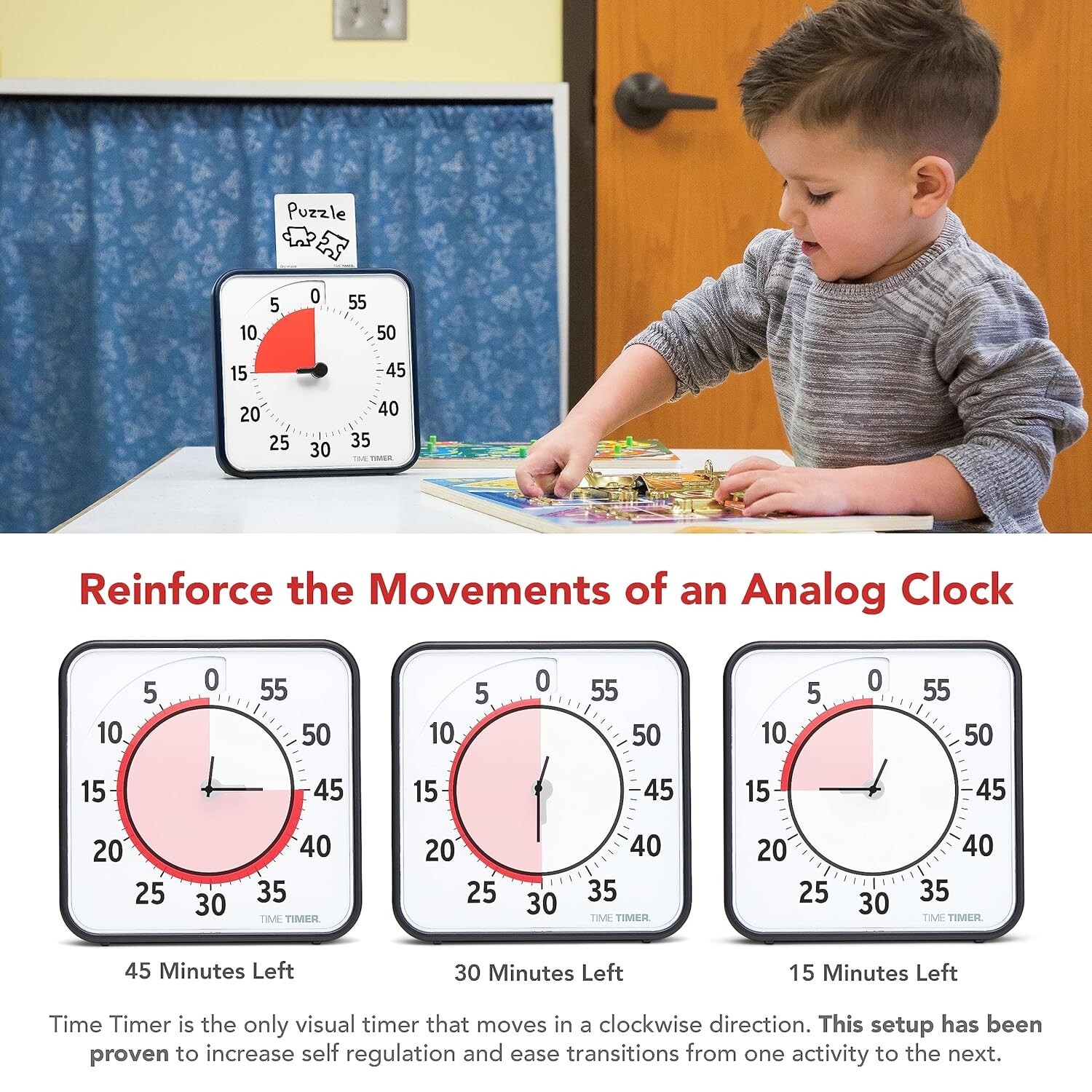 Special Needs Friendly Visual Timer – 8-Inch Countdown Clock with Alert Option