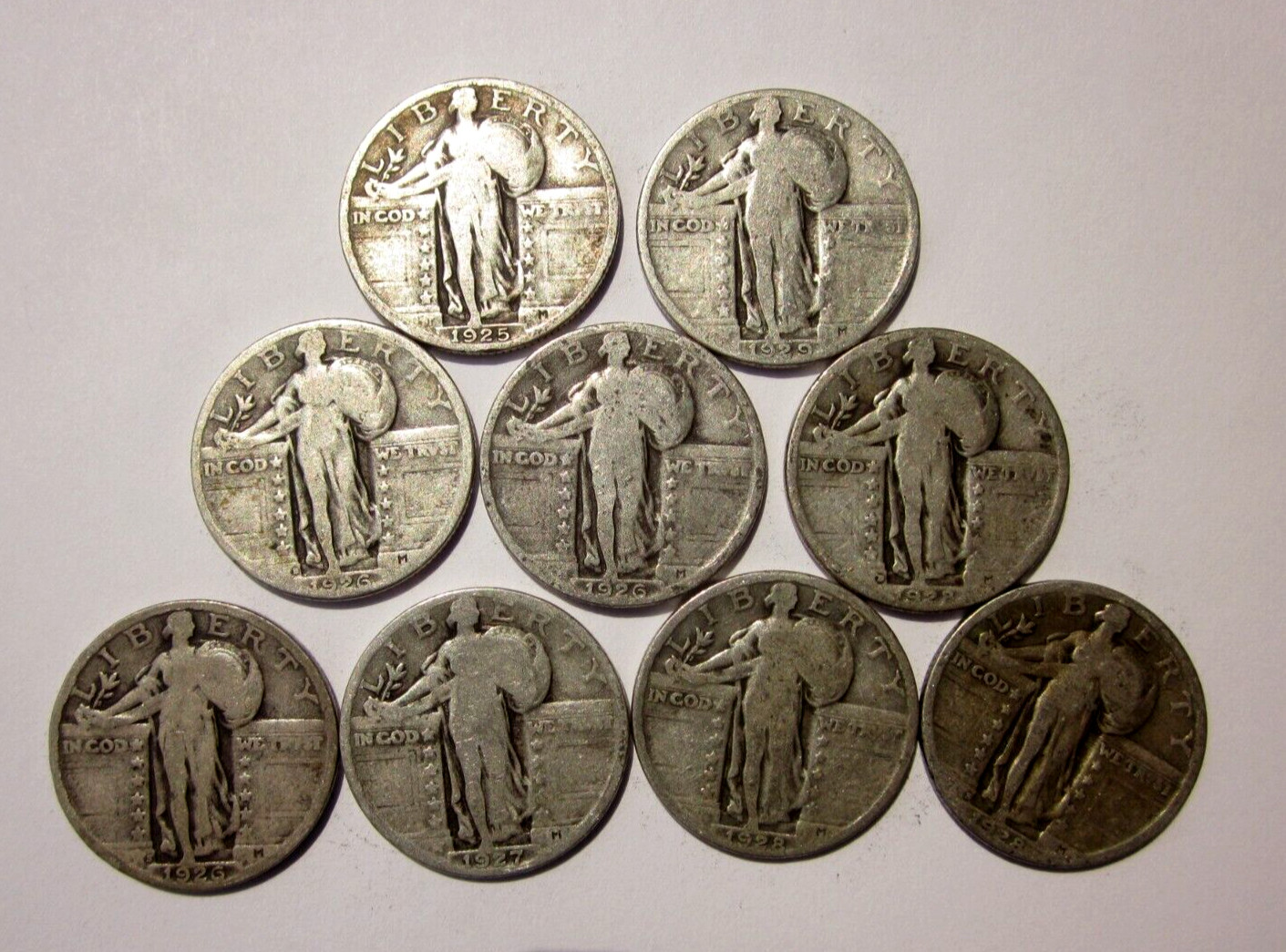 1925- 1929 STANDING LIBERTY ROMAN GODDESS QUARTER DOLLAR 25C MIXED DATE SET F-VF
