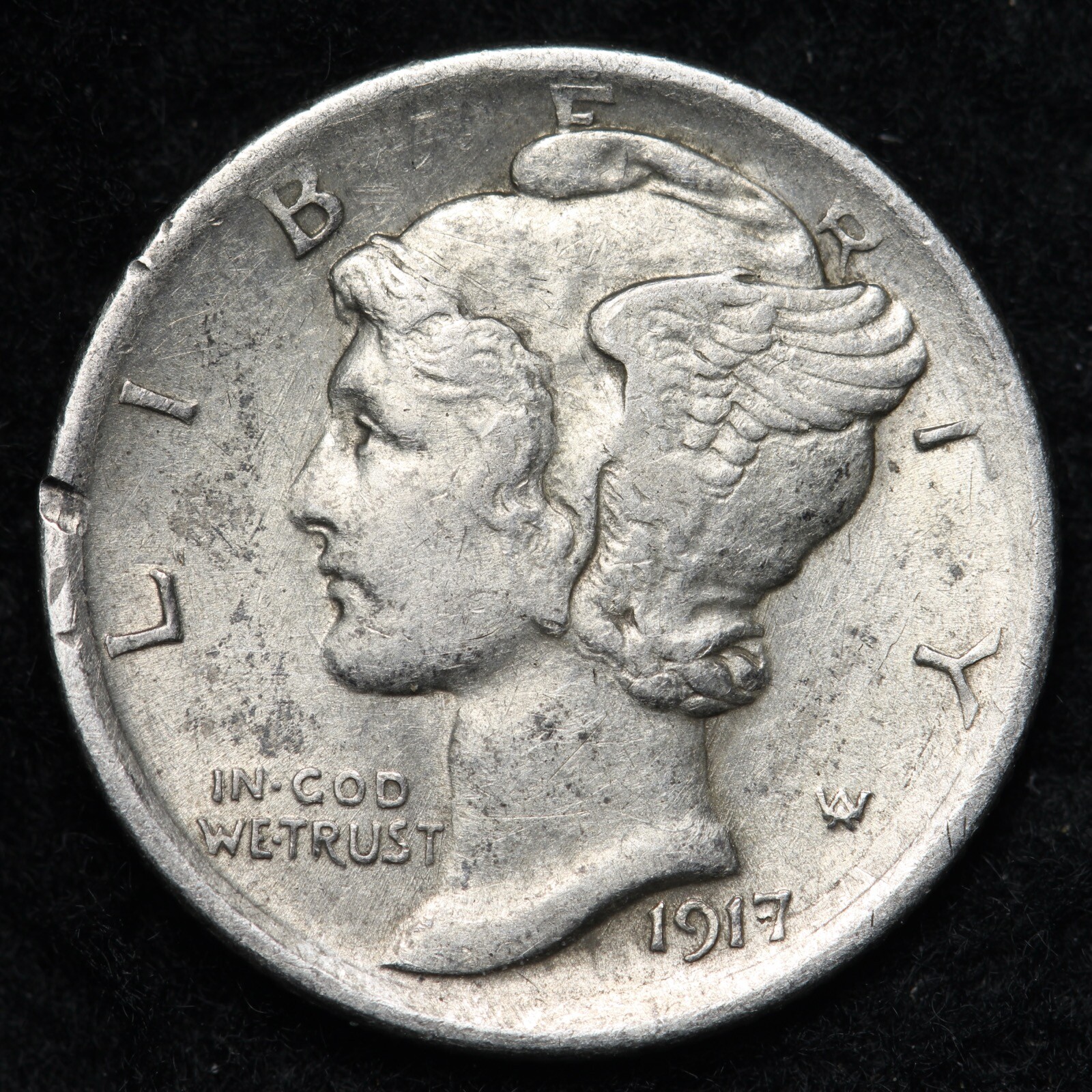 1917 F.S.B. Mercury Silver Dime CHOICE AU E194 SAB