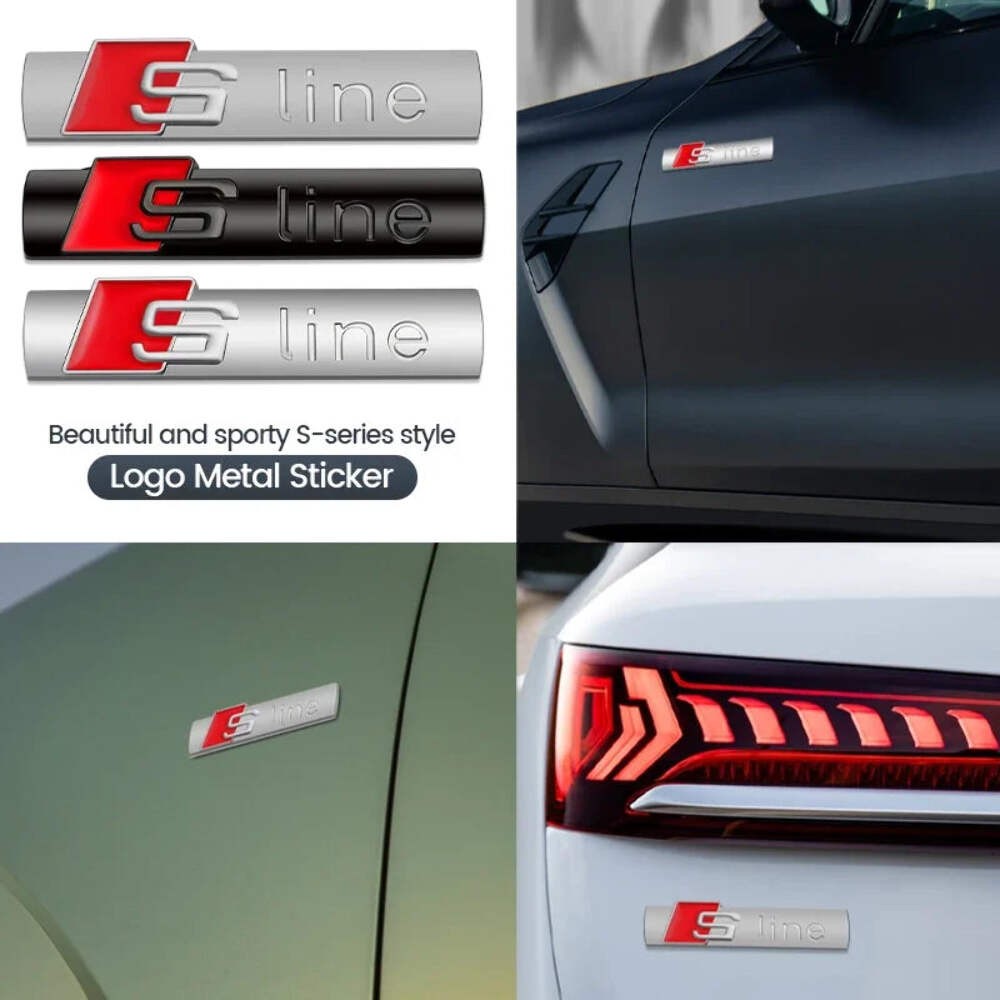 1Pcs 3D Metal Car S LINE Emblem Sticker Badge Decoration For Audi Sline A1 A3 A4