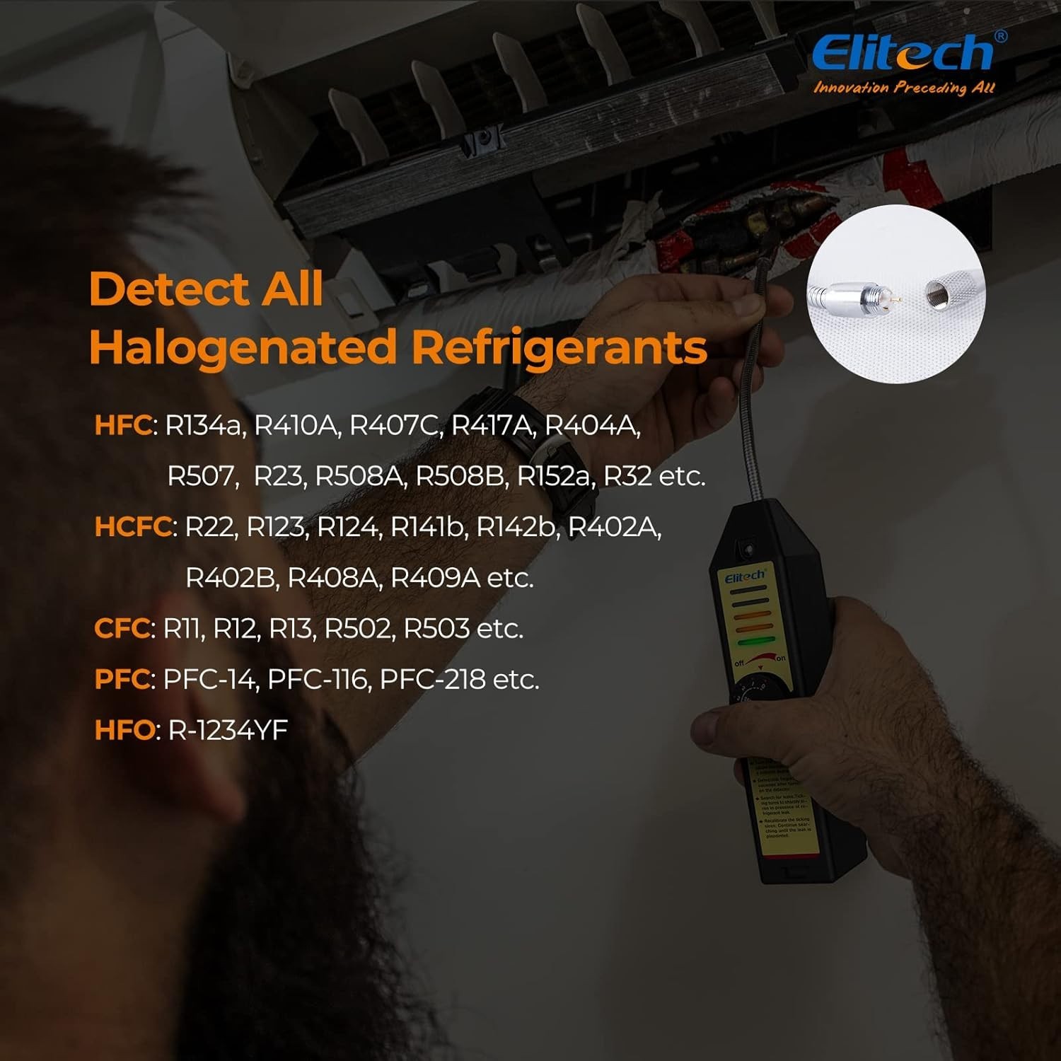 Professional Halogen Refrigerant Leak Detector - Quick Response & Visual Alerts
