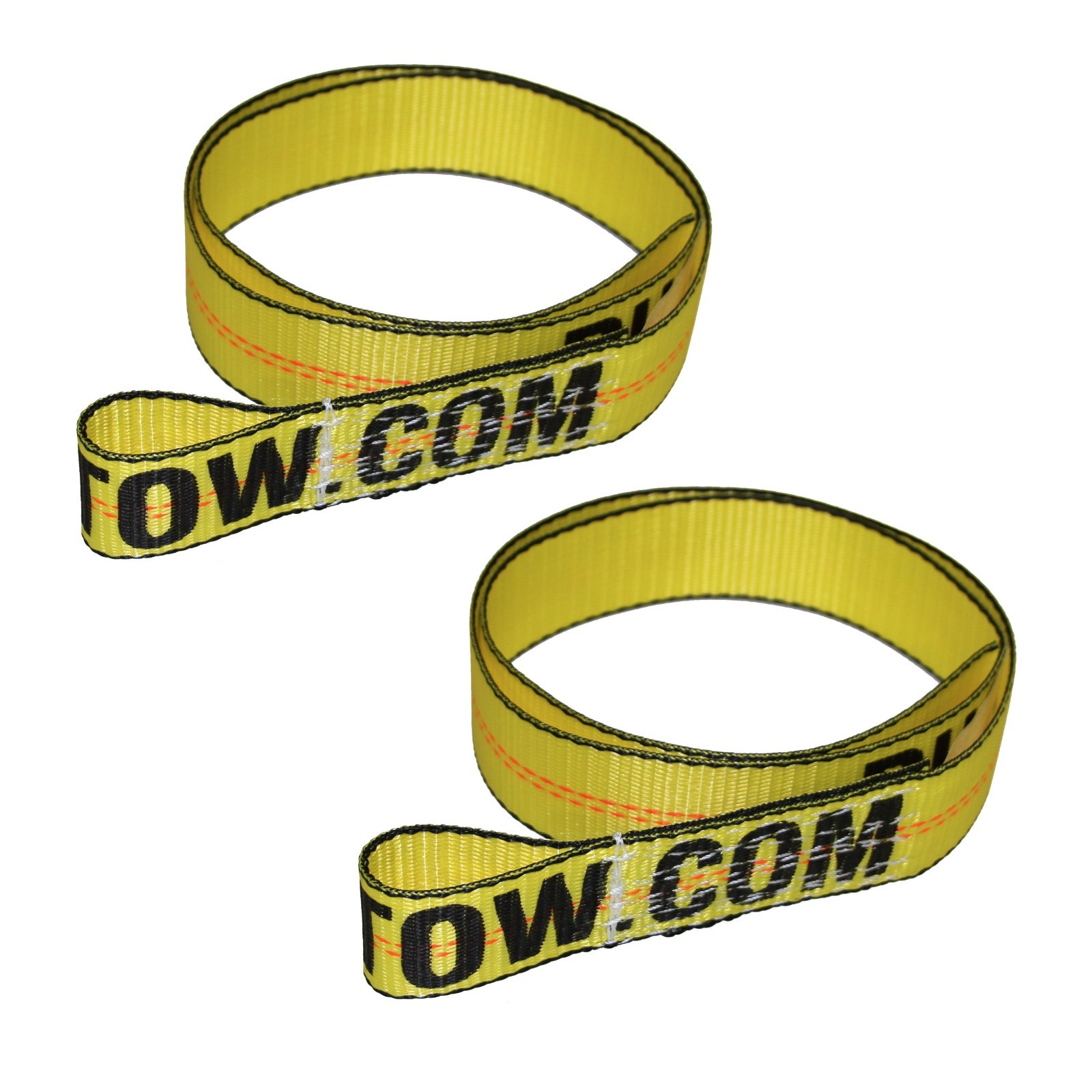 8 ft Yellow Lasso Straps with Loops for Tie Down Tire Wheel 2" Wide (Pack of 2)
