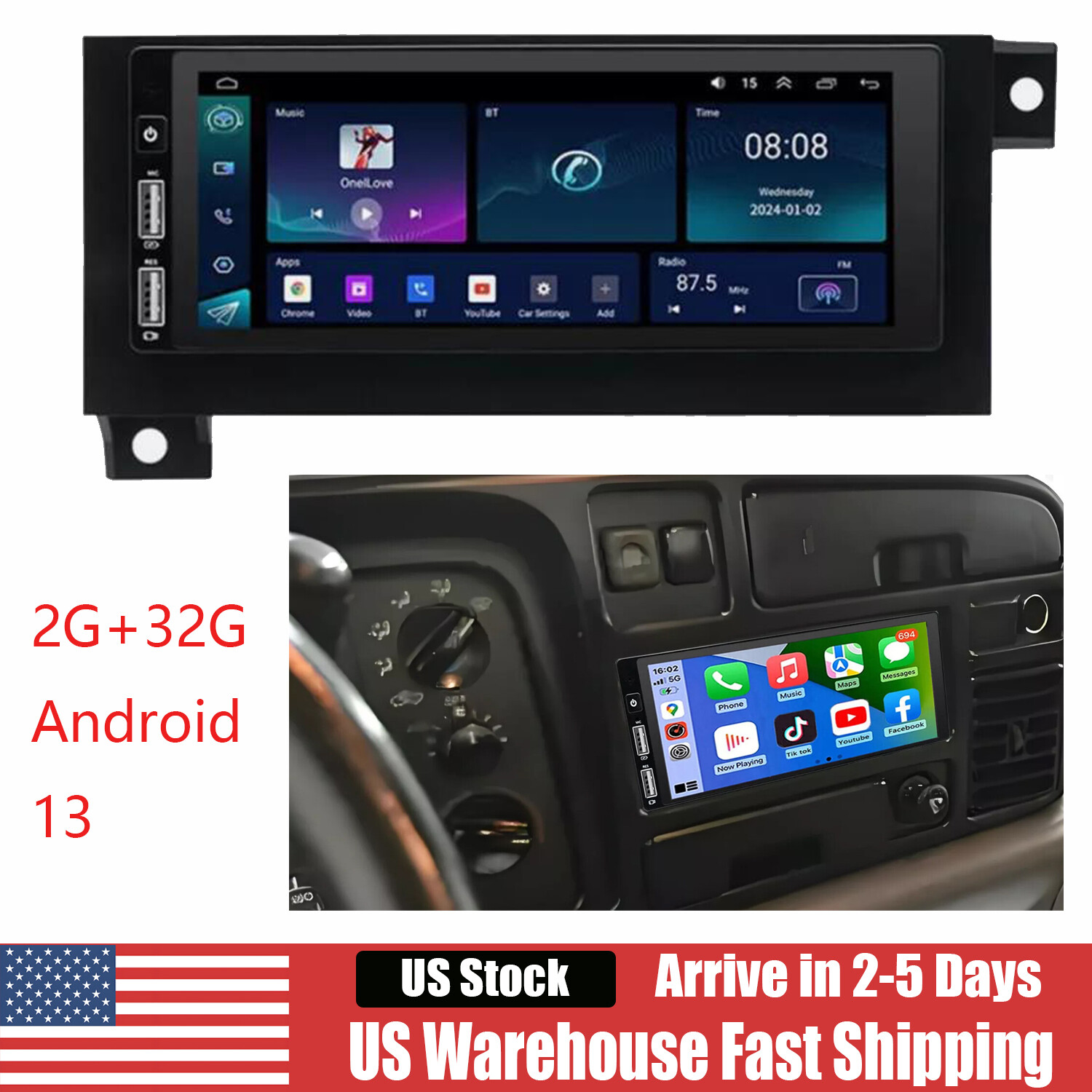 For 1994-2002 Dodge Ram 1500 2500 3500 Android 13 Carplay Car Stereo Radio GPS