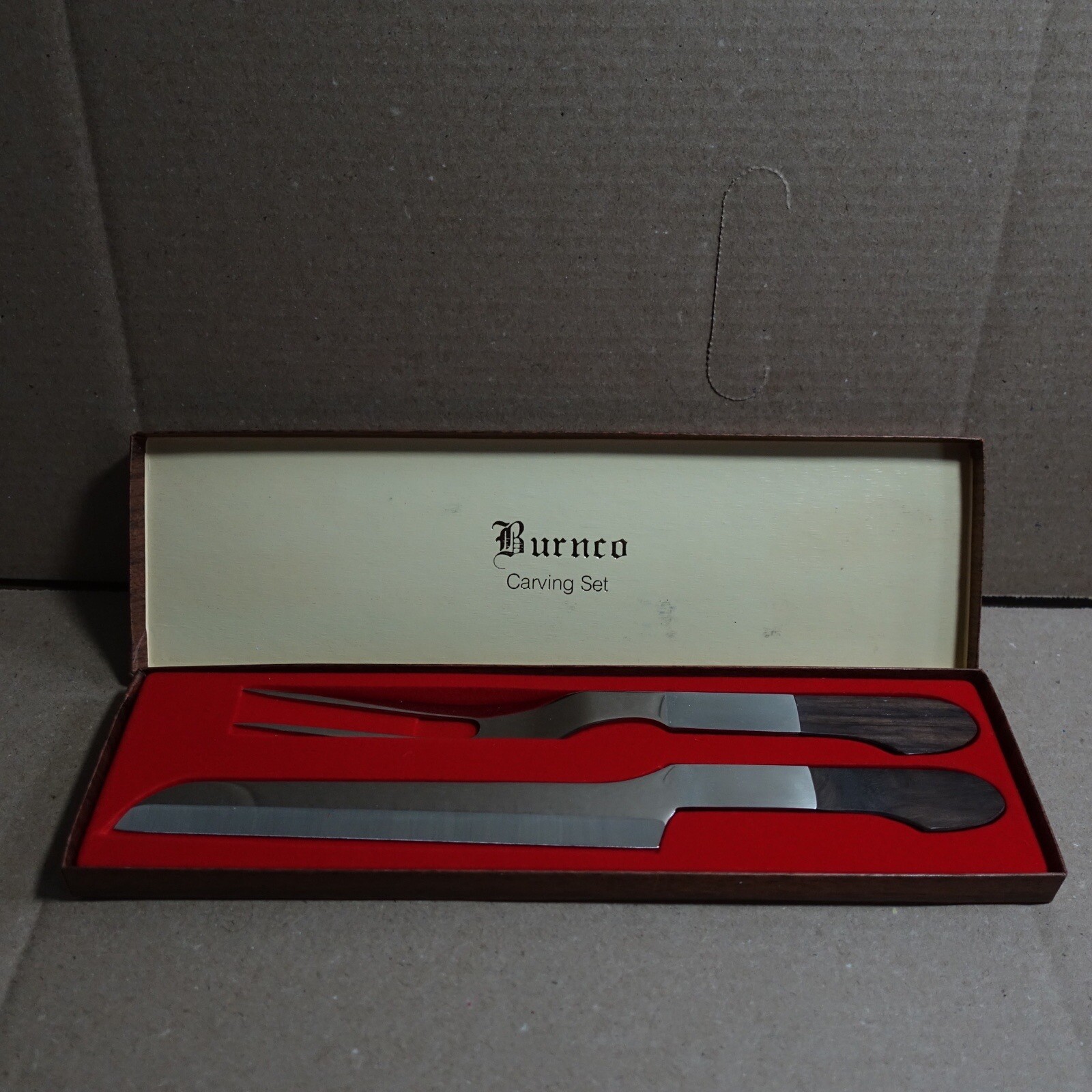 Vintage Burnco Knives Carving Set Stainless Steel Made In Japan MCM
