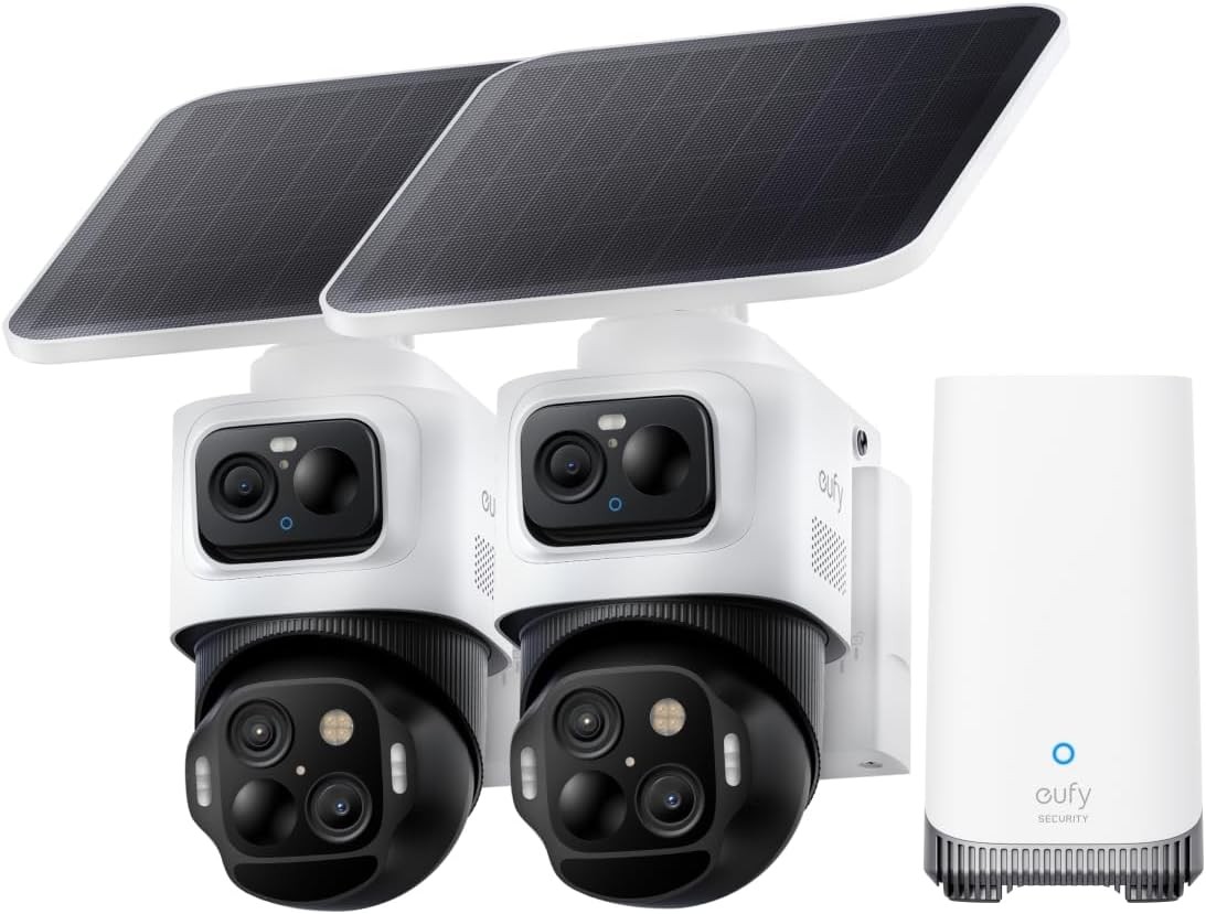 eufy eufyCam S4 4K Solar Camera Wireless Outdoor Triple Lens Bullet-PTZ 2-Cam