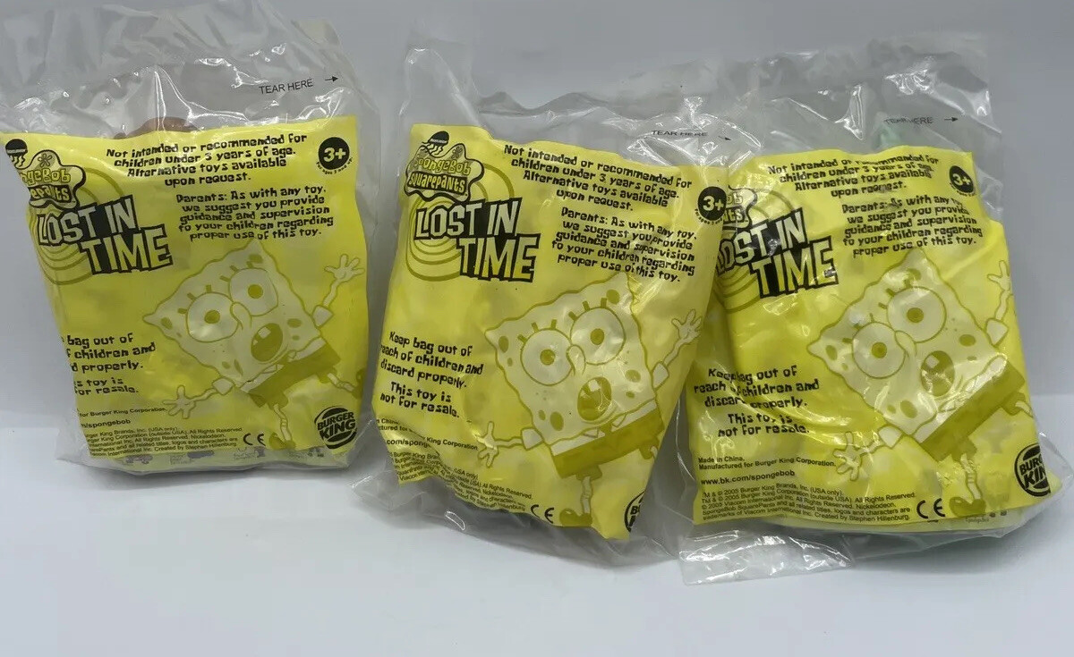 Burger King 2005 Sponge Bob Squarepants Lost In Time 3 Sealed SpongeBob