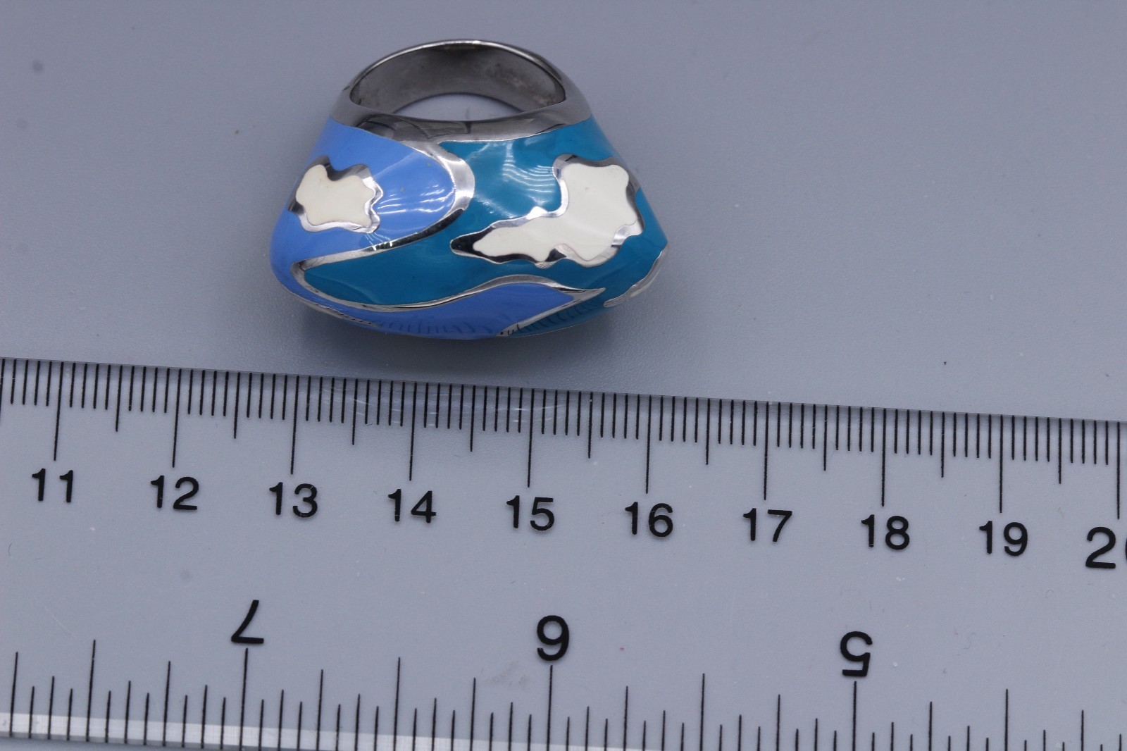 ARTIST RING SILVER 925 ITALY MADE INSPIRED BY FAMOUS ARTIST ENAMEL RING SIZE 7