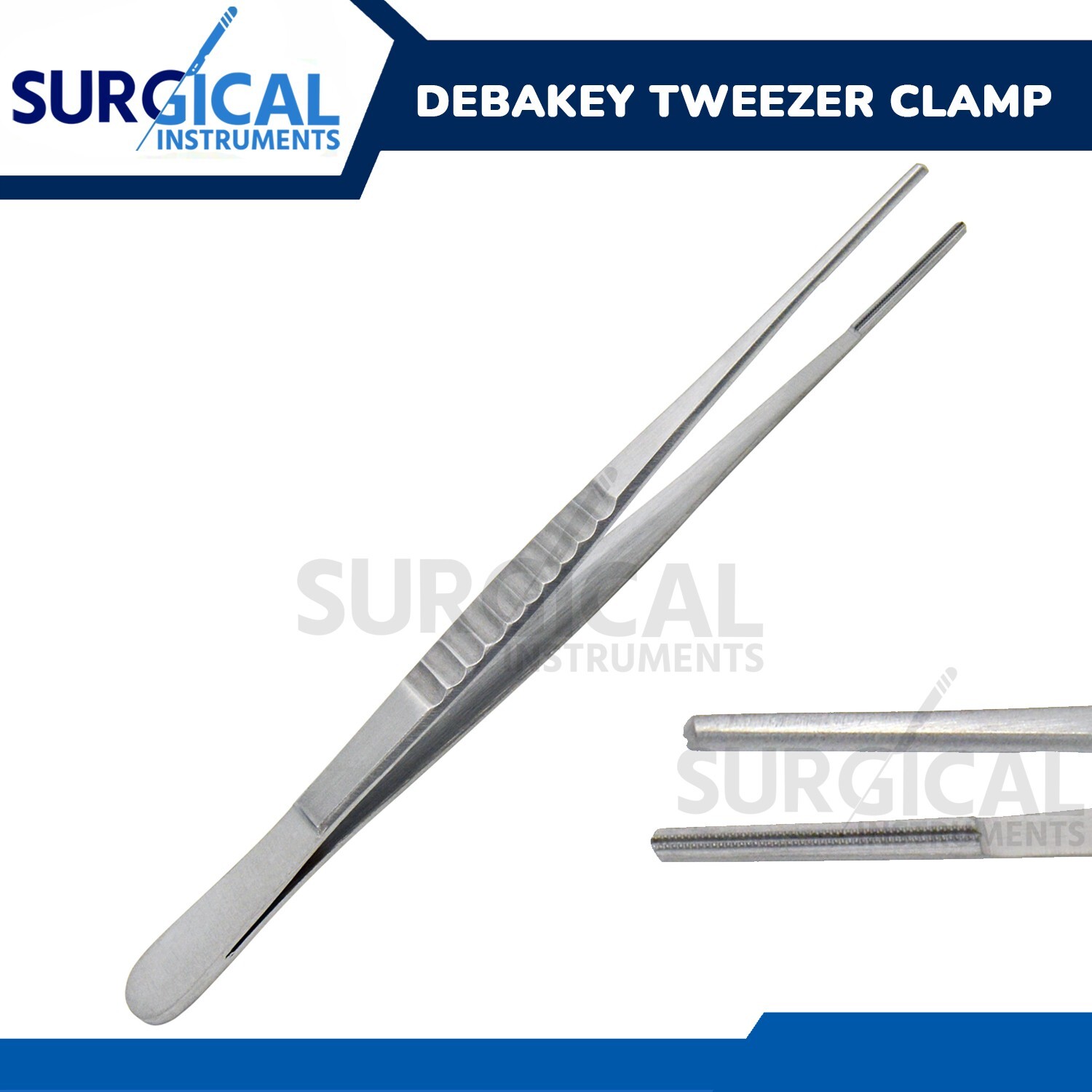 Debakey Tweezer Clamp Surgical & Veterinary 12" with 2.7MM Tip German Grade