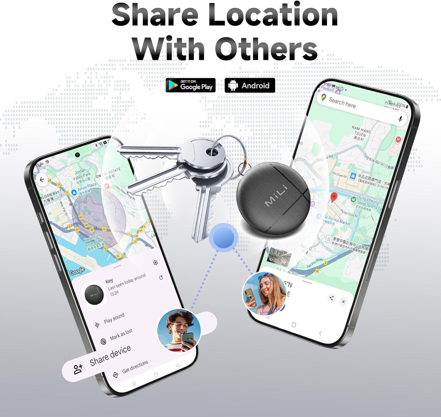 Mili Air Tags for Android 4-Pack, Bluetooth Tracker Tags for Google Find Hub. It