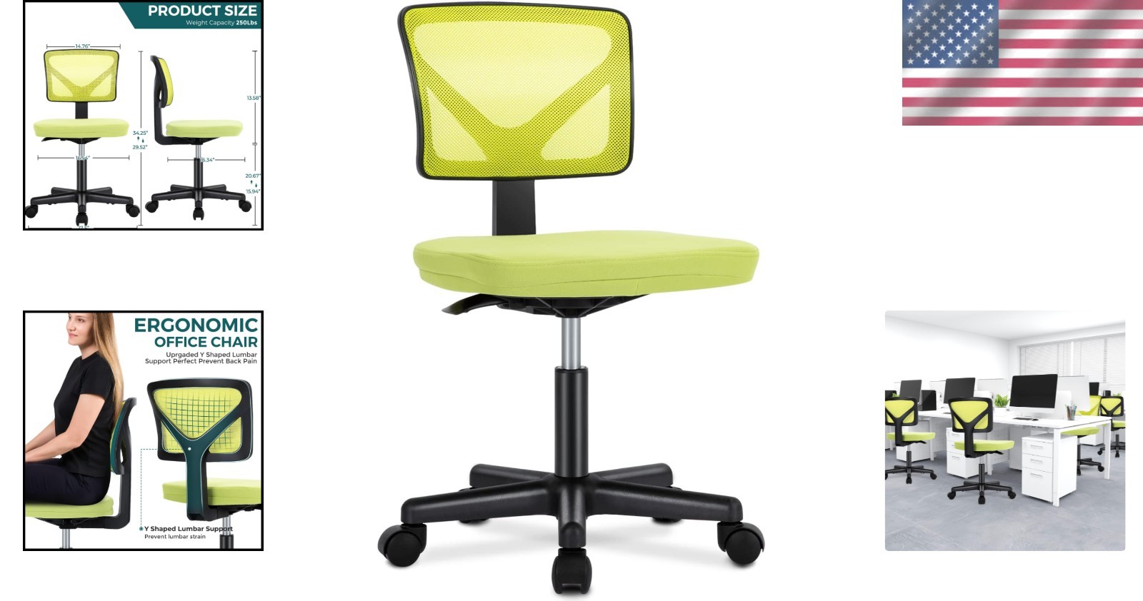 Compact Rolling Task Chair with Breathable Mesh Back - Perfect for Home Offices