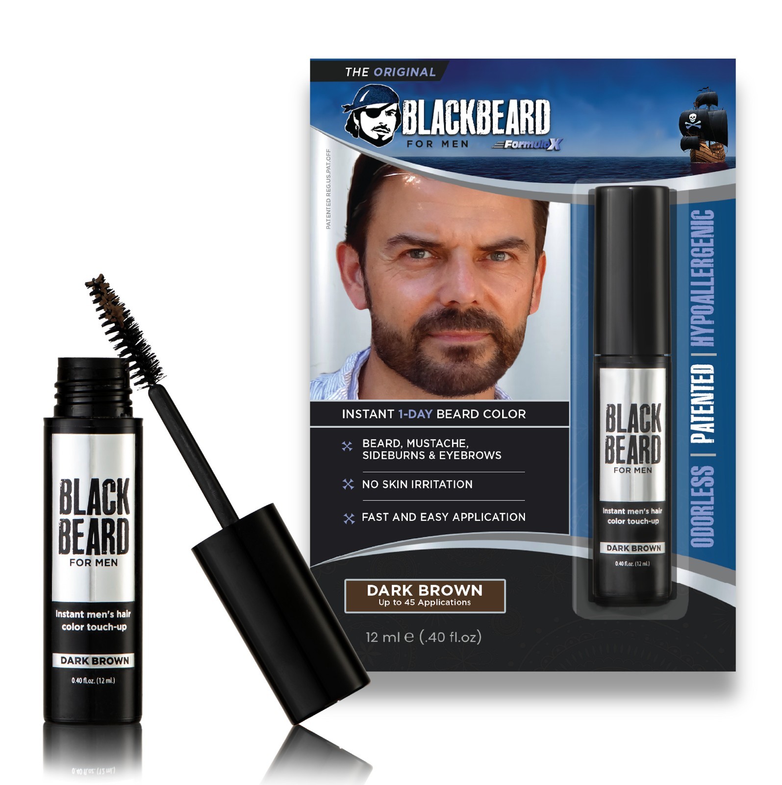 BLACKBEARD FOR MEN Beard Color 1-Day Instant Gray Coverage Hypoallergenic 1 Pack