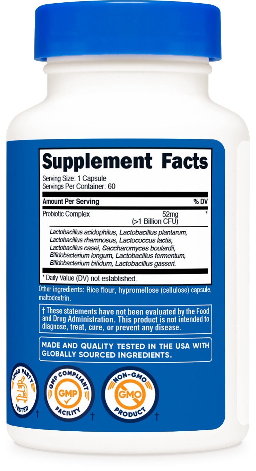 Nutricost Probiotic Complex ( 1 Billion CFU) 60 Capsules - Gluten-Free, Non-GMO