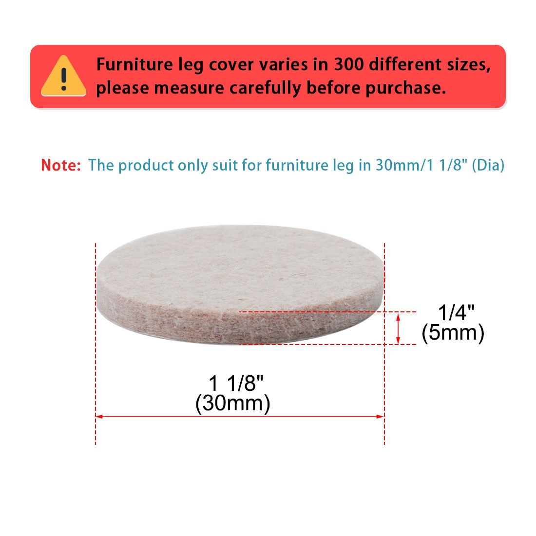 Felt Furniture Pad Round 1 1/8" Self Adhesive Anti-scratch Chair Protector 12pcs