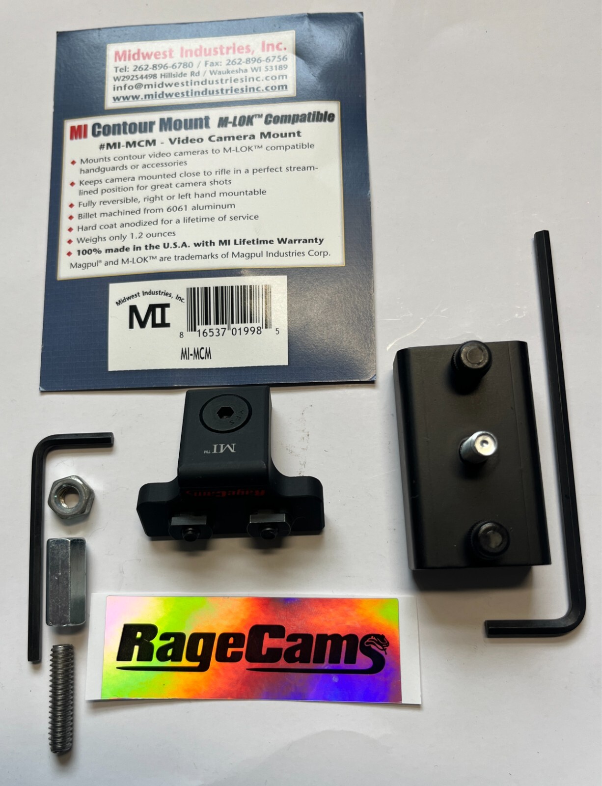 M-LOK Mount For ALL ContourHD Contour Roam1-2-3 4k plus 2 camera Billet Machined