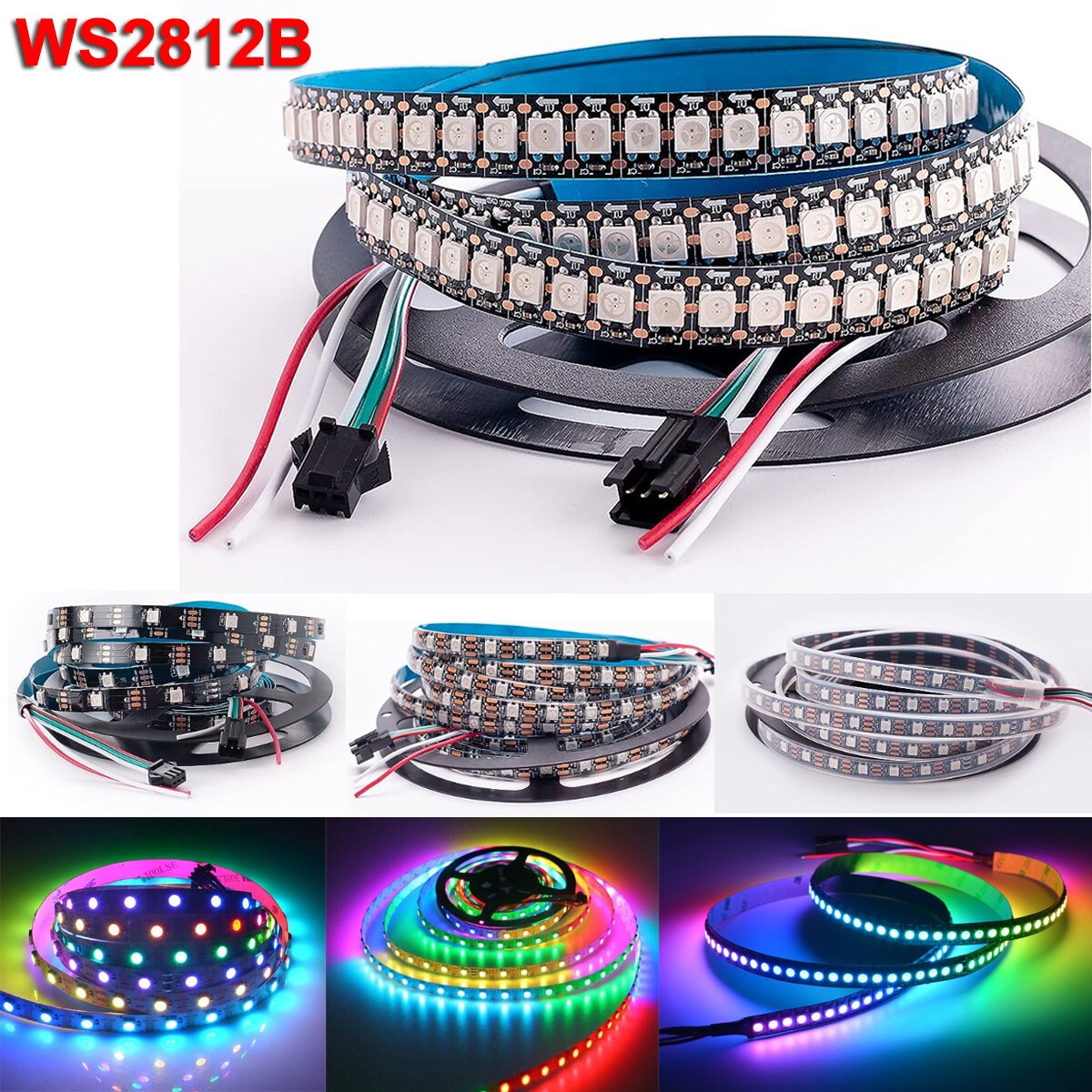 1-5M 5V WS2812B 5050 RGB LED Strip Light 144 150 300 Leds Individual Addressable